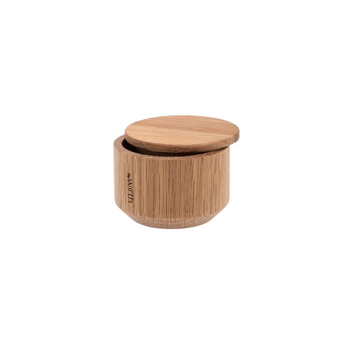 EKTA LIVING 'Salt Me' Natural Oak Salt Dish with Lid - Premium Oil-Finished Wooden Salt Cellar for Kitchen, Dining Table & Countertop Decor