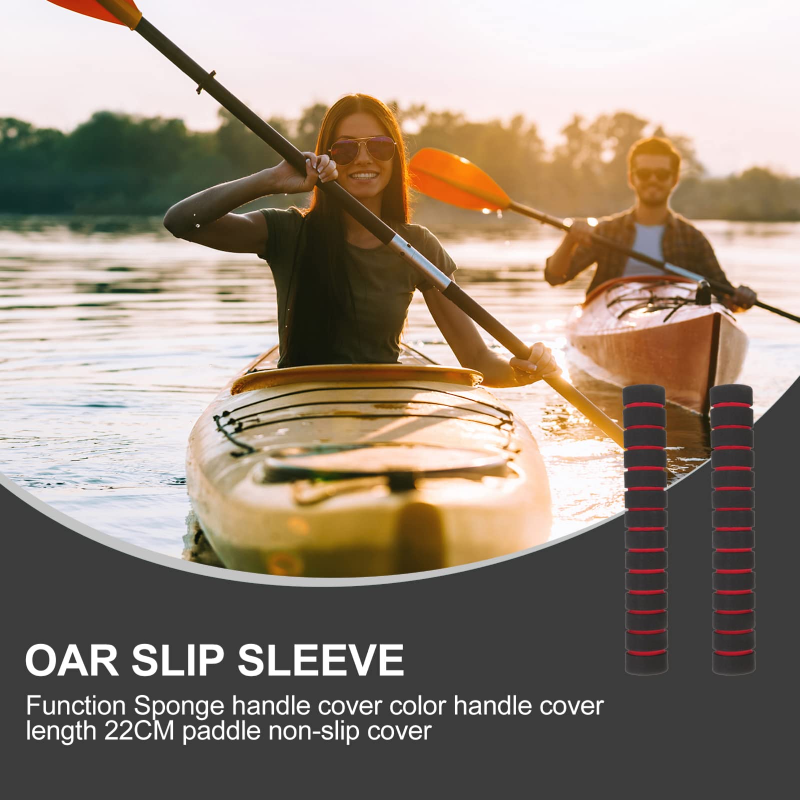 Non-Slip Silicone Kayak Paddle Grips - 1 Pair Sponge Wraps for Oars (22cm, Black) | Durable & Comfortable Kayaking Accessories for Enhanced Grip & Control on Water