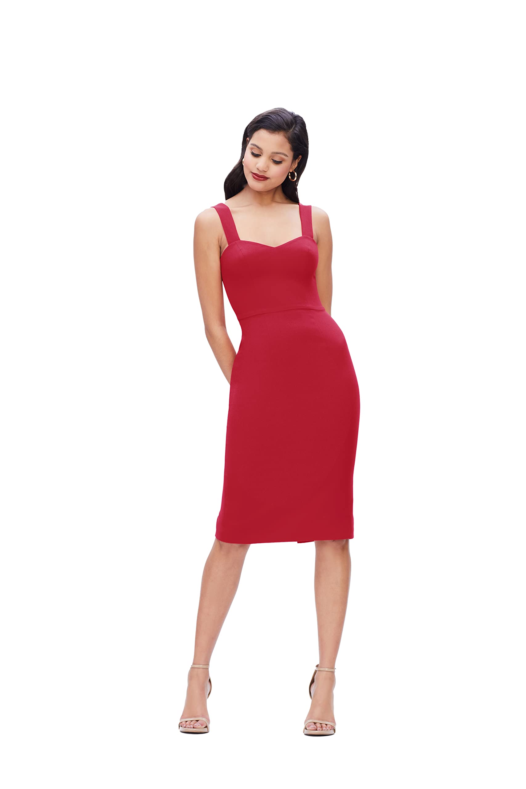 Dress the Population Women's Nicole Sweetheart Neck Bodycon Midi Dress - Elegant Party & Cocktail Dress for Evening Events, Date Night & Special Occasions