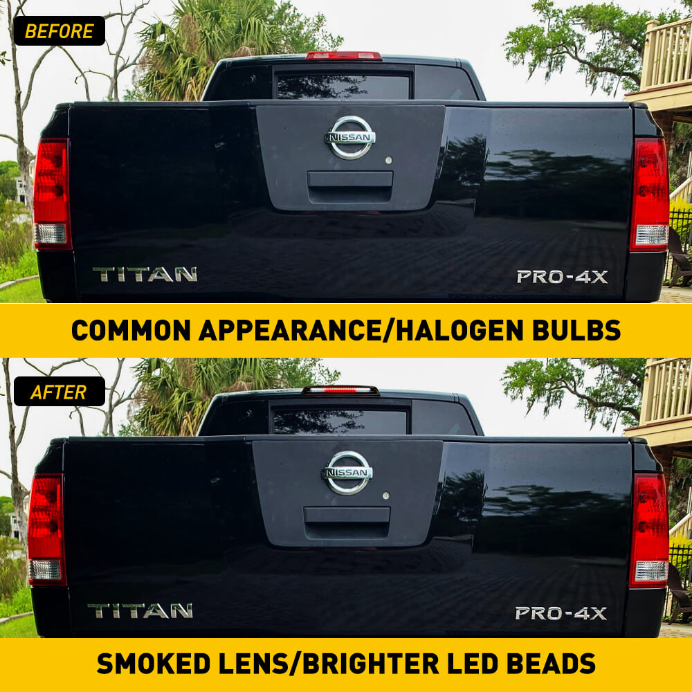 LED Third Brake Light Replacement for 2004-2015 Nissan Titan & 2005-2016 Frontier - High Visibility Safety Upgrade for Night Driving & Towing