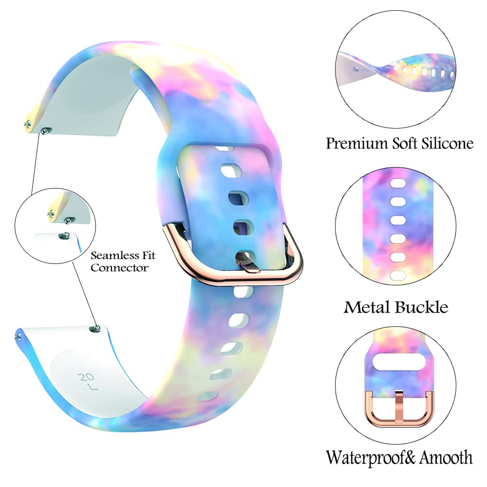 TOOLAIK 20mm Sports Wristband Compatible with Samsung Galaxy Watch 6 Classic 47mm/43mm, Watch 5/5 Pro, Watch 4, Galaxy Watch 3 41mm & Active 2 40mm/44mm - Durable & Comfortable Watch Band for Men & Women - Perfect for Running, Gym & Outdoor Activities