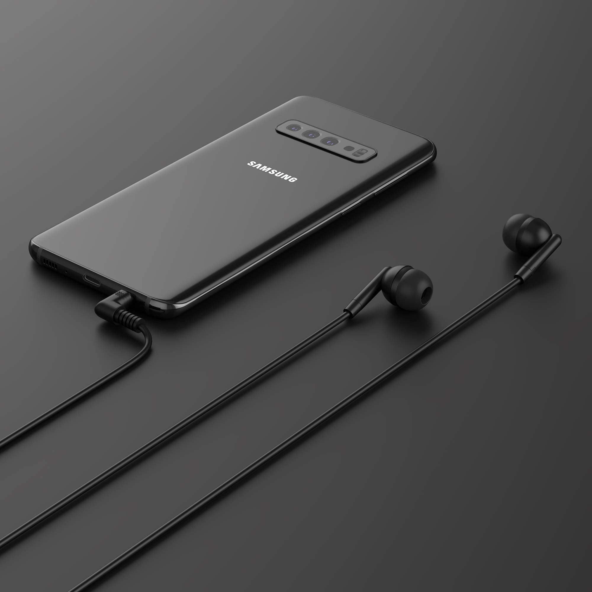 Maeline Bulk Earbuds 300 Pack - 3.5mm Wired Headphones with Mic & Volume Control - Jet Black Wholesale Bundle for Schools, Gyms, Events & Retail Stores