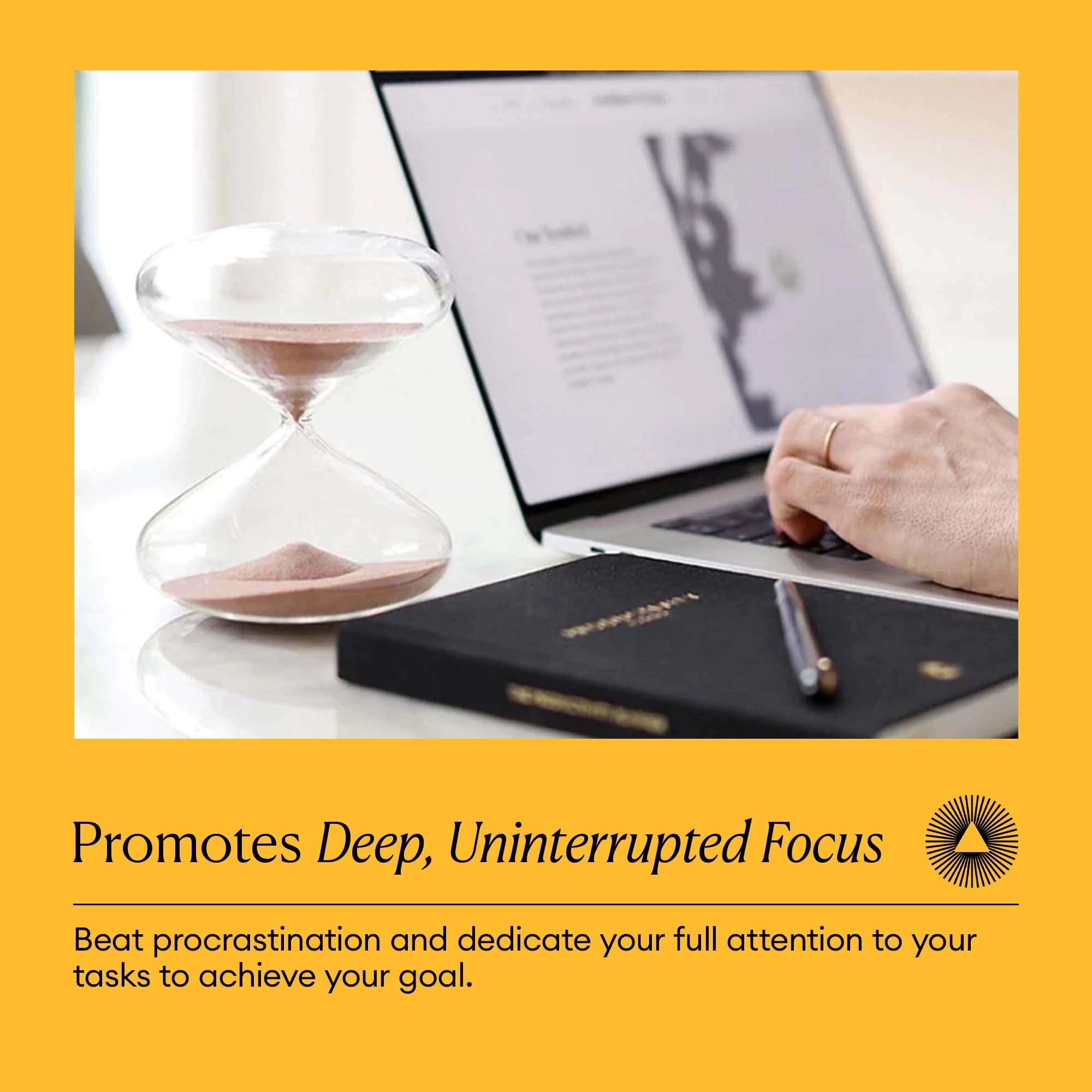 Mindful Focus 5-Minute Hourglass Sand Timer for Productivity & Time Management | Minimalist Desk Timer | Decorative Gift (3.3