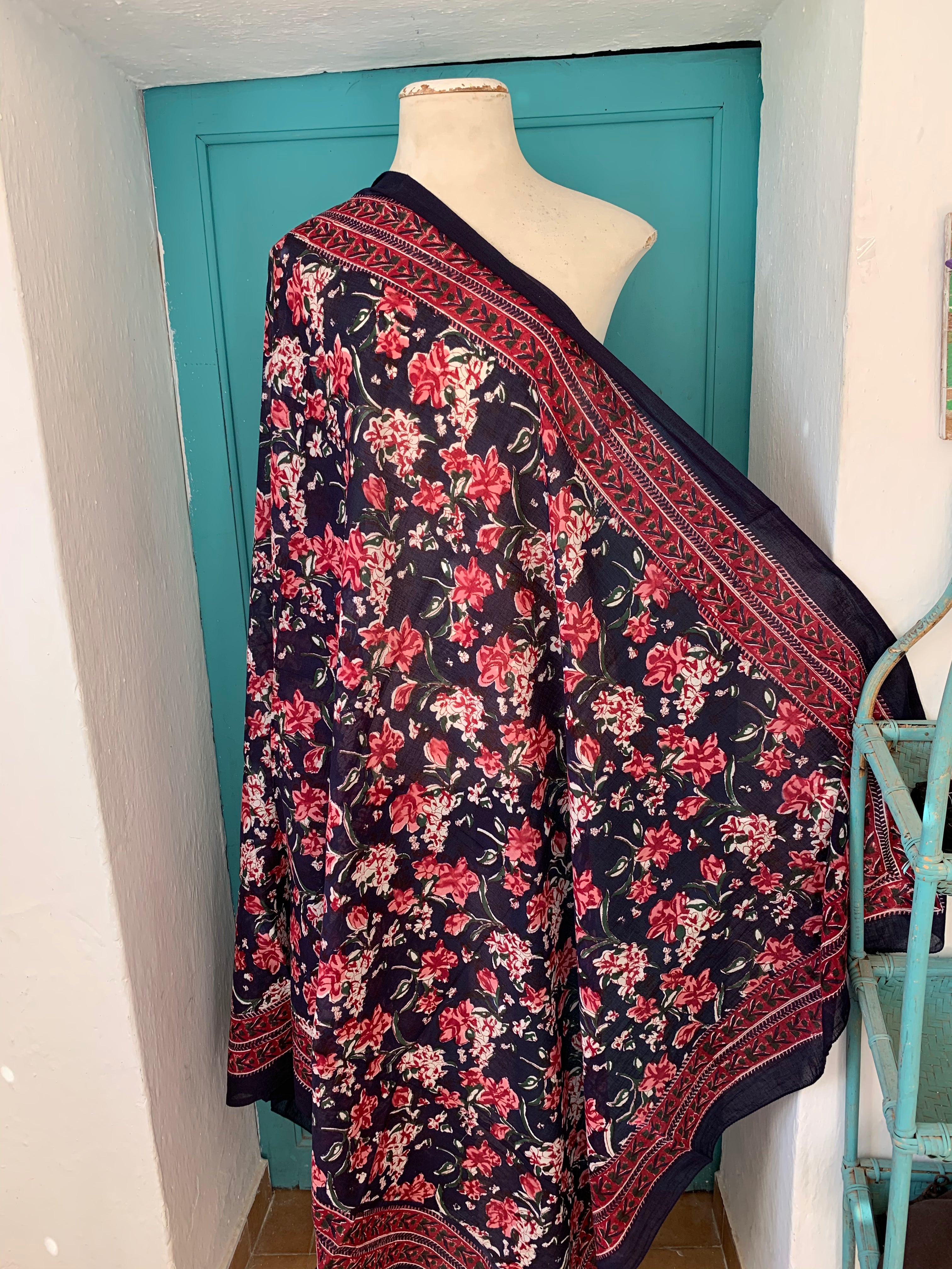 Stylish Block Print Cotton Sarong Pareo Shawl - New Collection for Beach, Pool & Summer Fashion