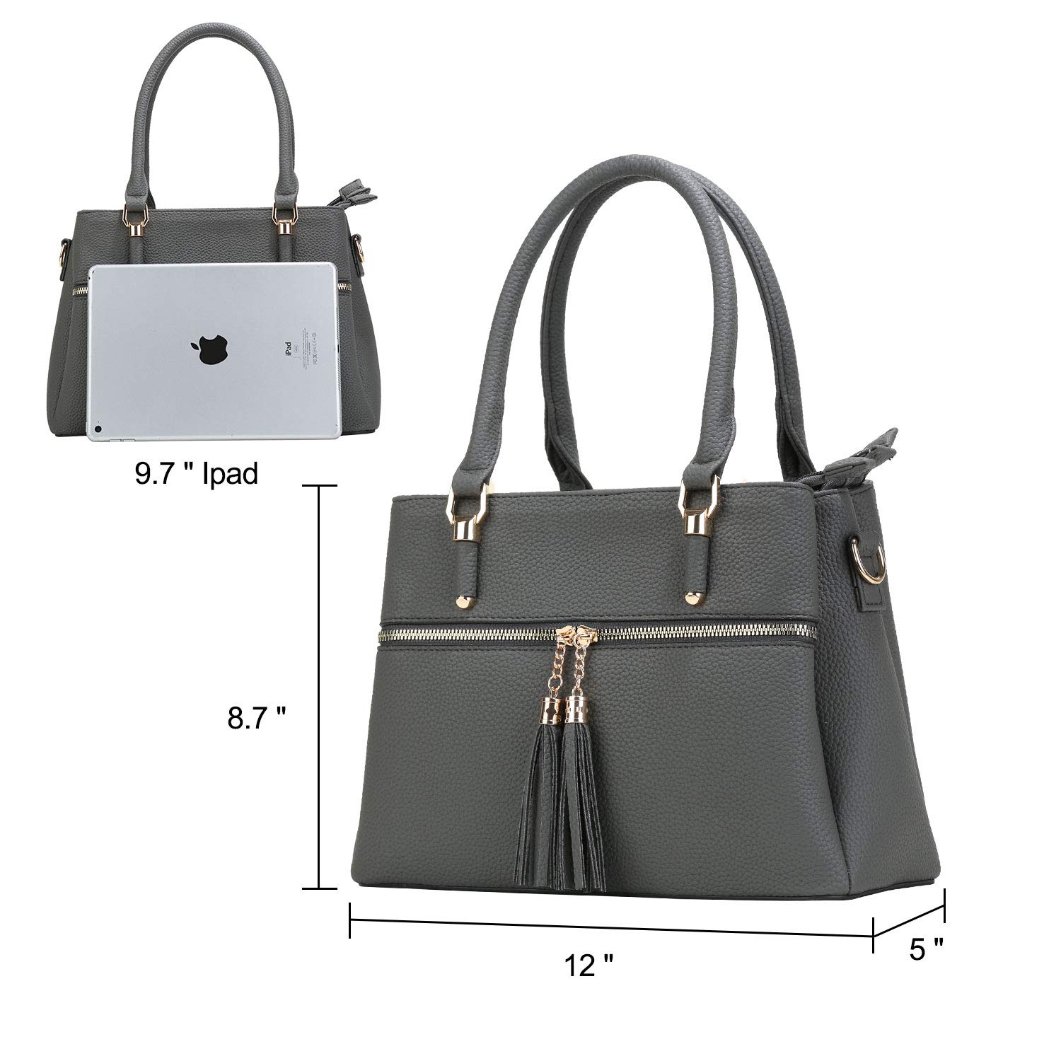 KKXIU Women's Leather Crossbody Bag with Zipper Pockets - Stylish Satchel Shoulder Purse for Work, Travel & Everyday Use
