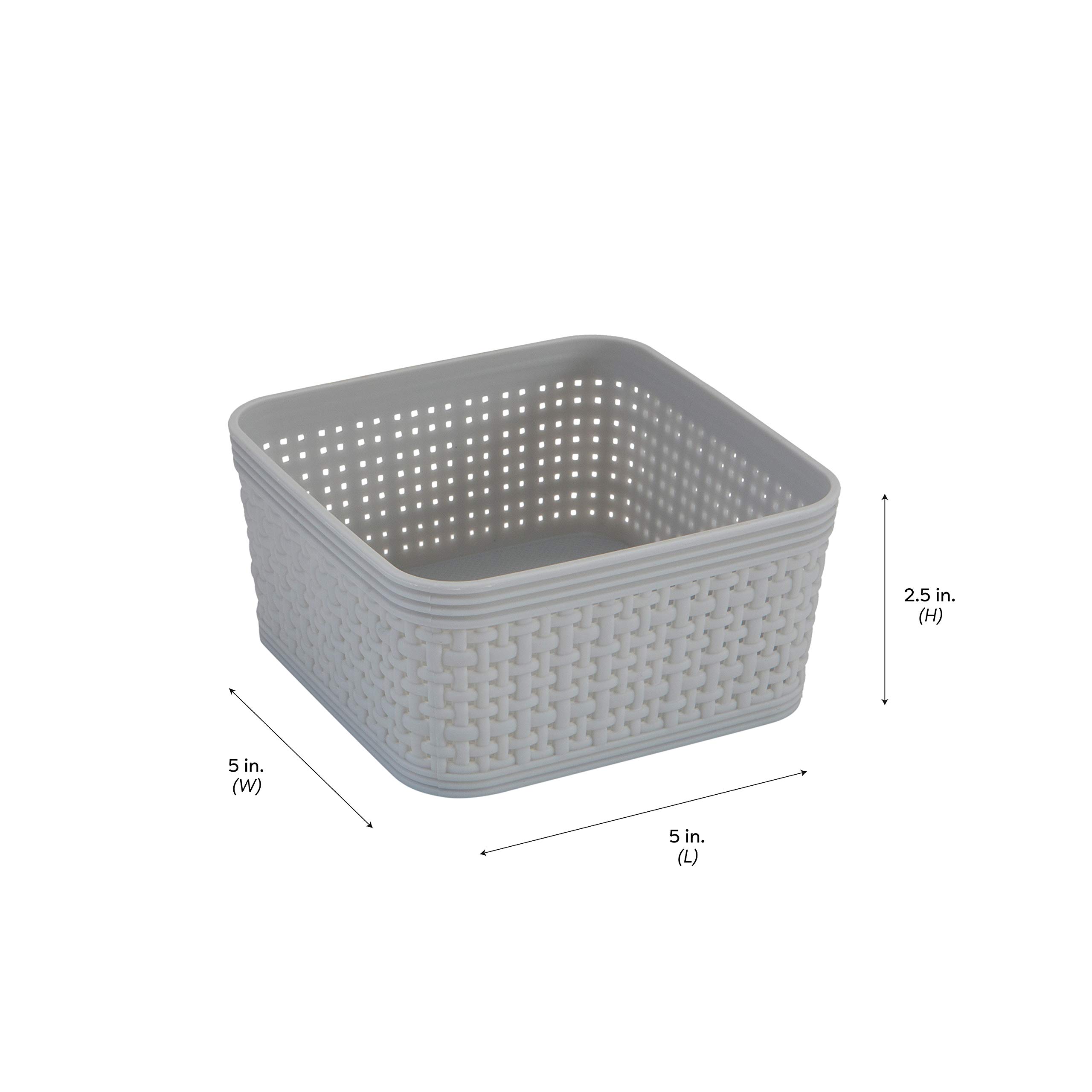 Simplify 6-Pack Square Storage Bins - Multipurpose Organizing Set for Office, Desk, Dorm & Bathroom | Small Items & Accessories Storage Baskets in Grey | Perfect for Home Organization & Clutter Control