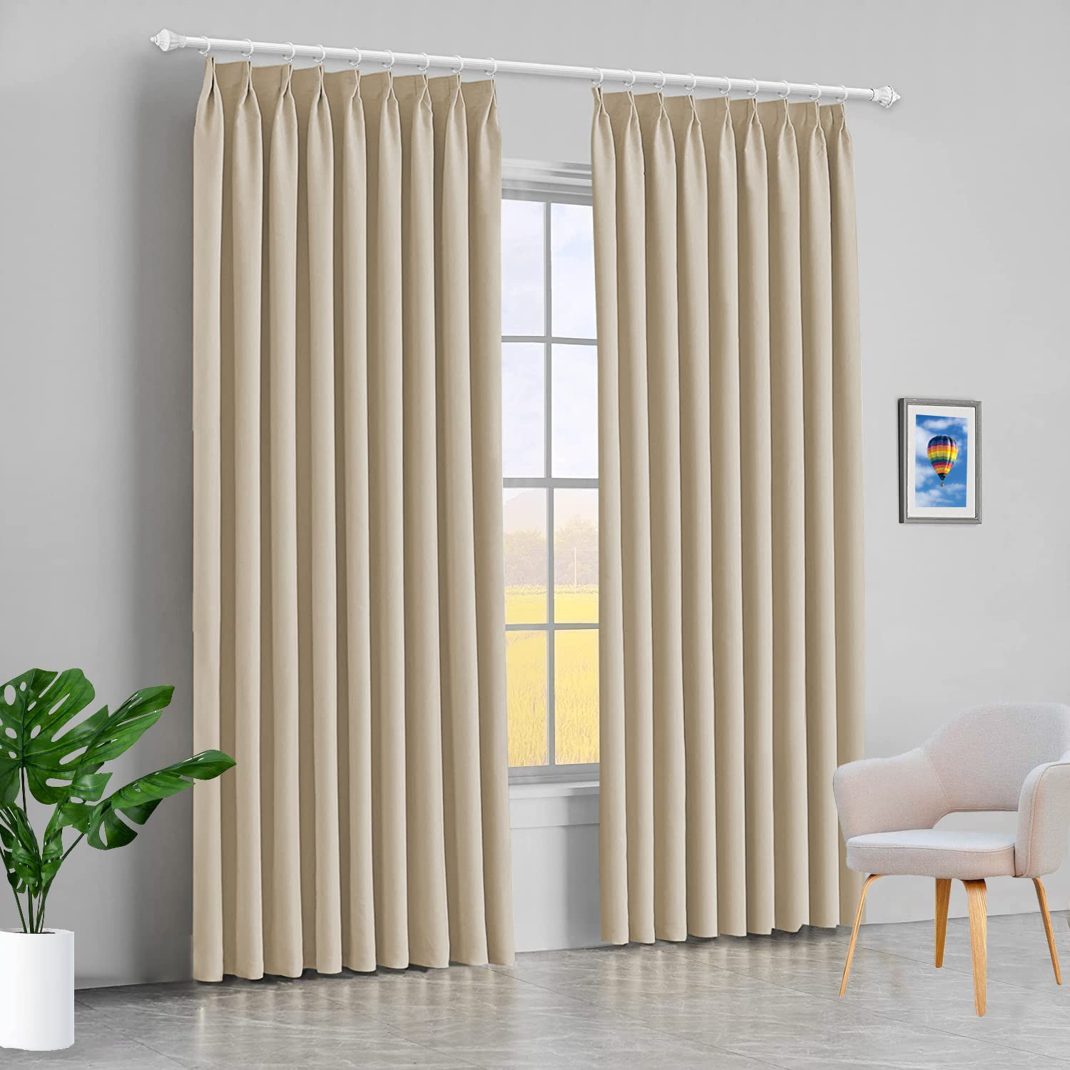 Blackout Double Pinch Pleated Extra Wide Curtains 100