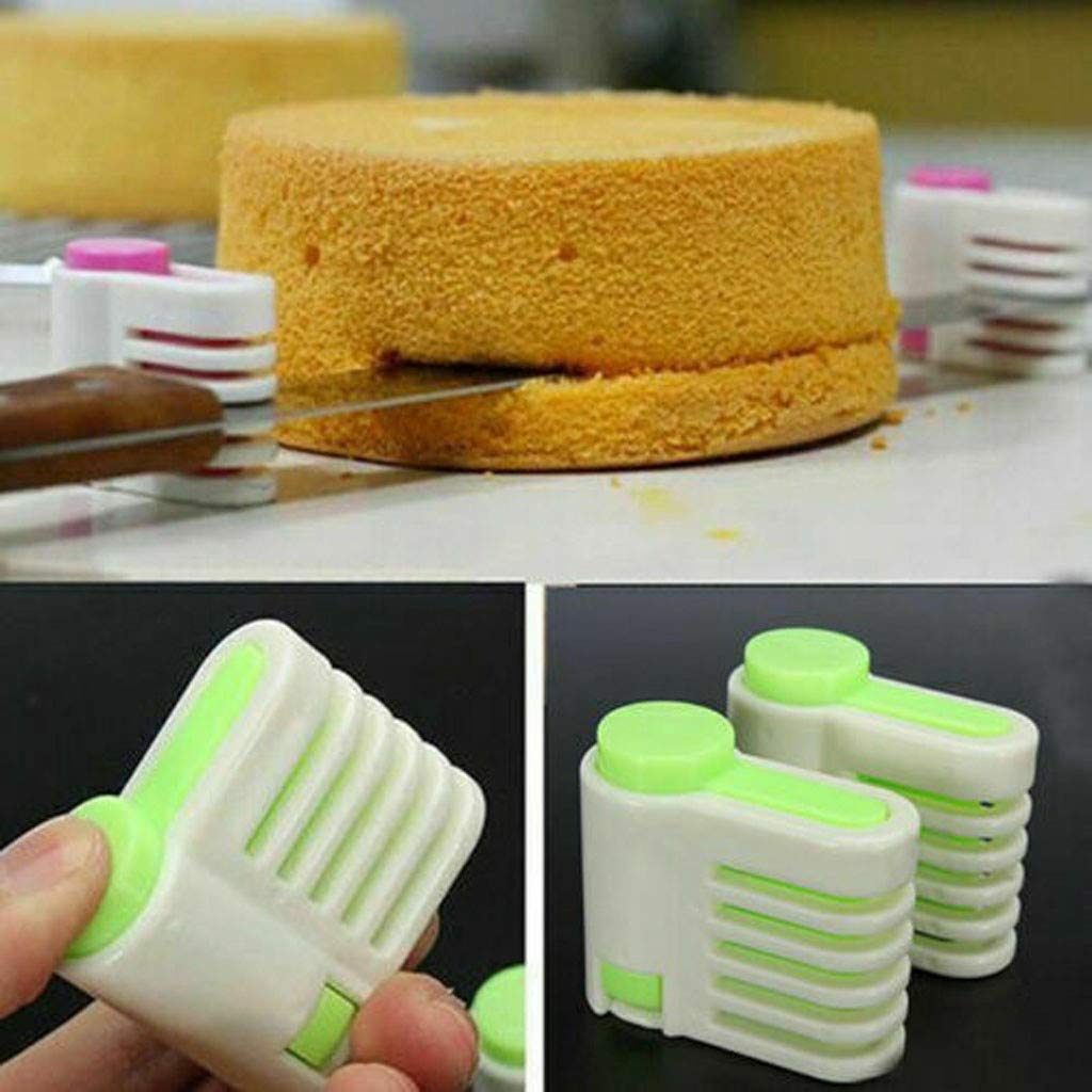 2-Piece DIY Cake Slicer and Leveler Tool - 5-Layer Cake Cutting Fixator for Perfect Stratification - Ideal for Baking Cakes, Breads, and Pastries (Green) - Perfect for Home Bakers, Wedding Cakes & Professional Bakeries
