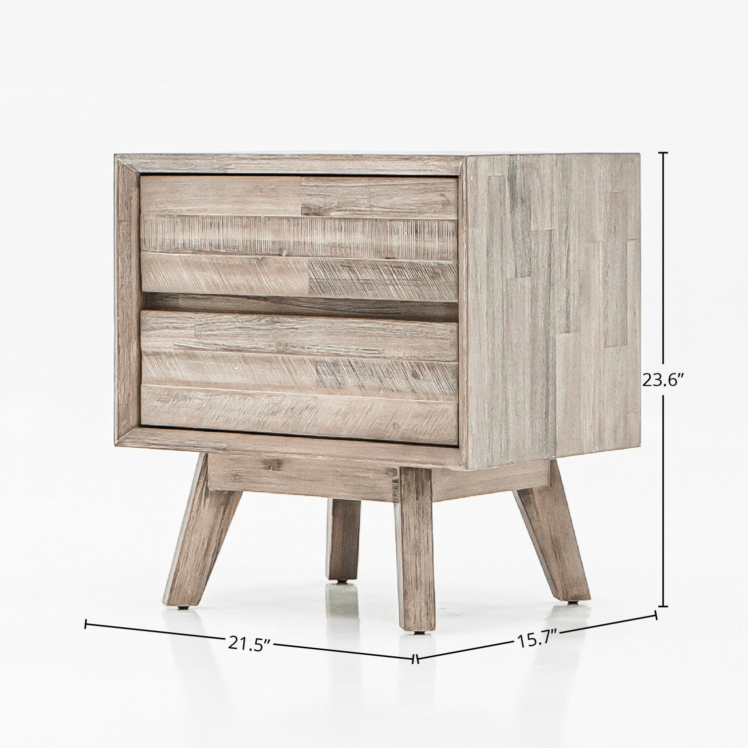 Abenra 2 Drawer Nightstand - Light Driftwood Finish Bedside Table for Bedroom, Living Room & Guest Room - Compact Storage End Table with Smooth Gliding Drawers