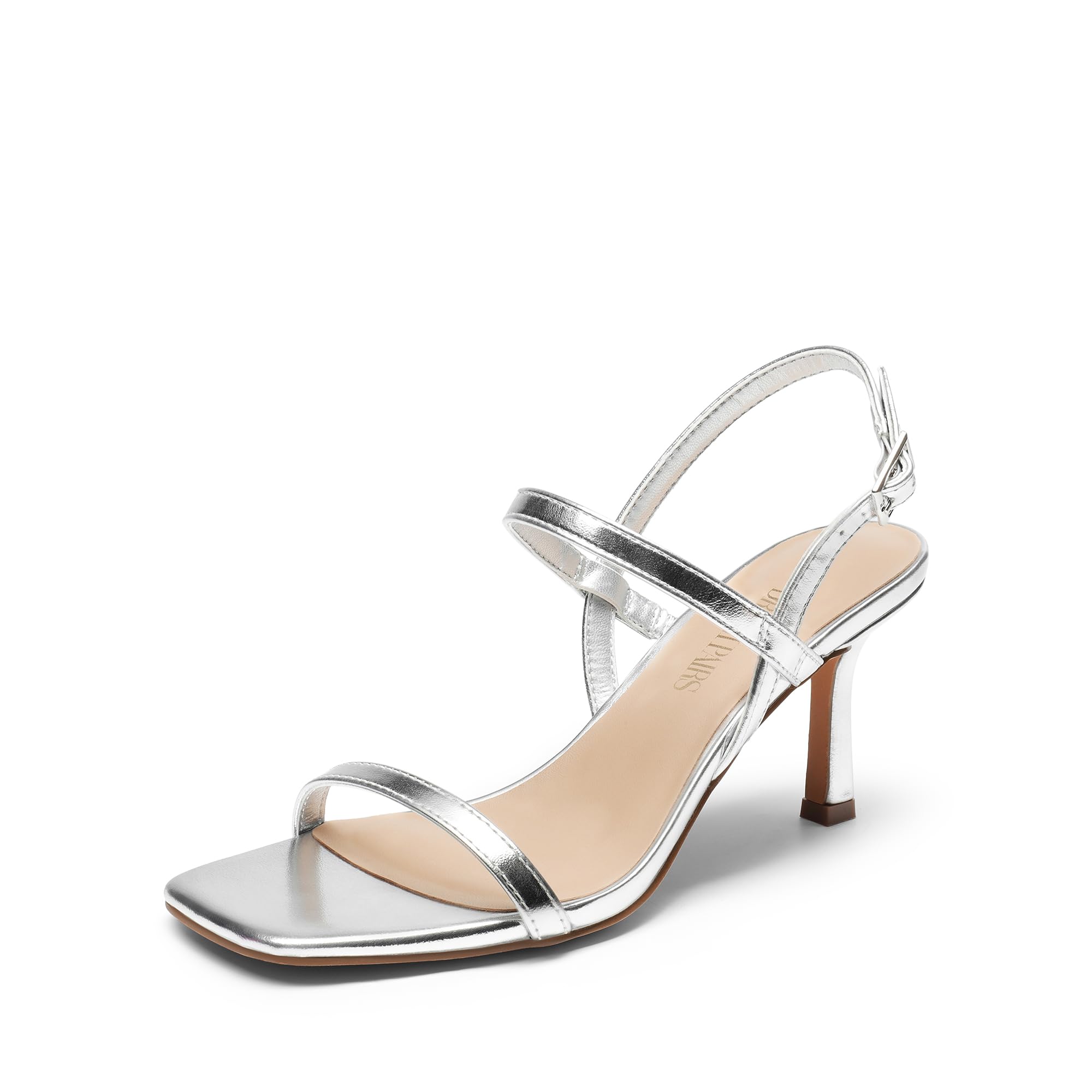 DREAM PAIRS Women's Slingback Heels - Square Open Toe Strappy Sandals with Ankle Strap, High Heel Dress Shoes for Party, Wedding & Evening Events