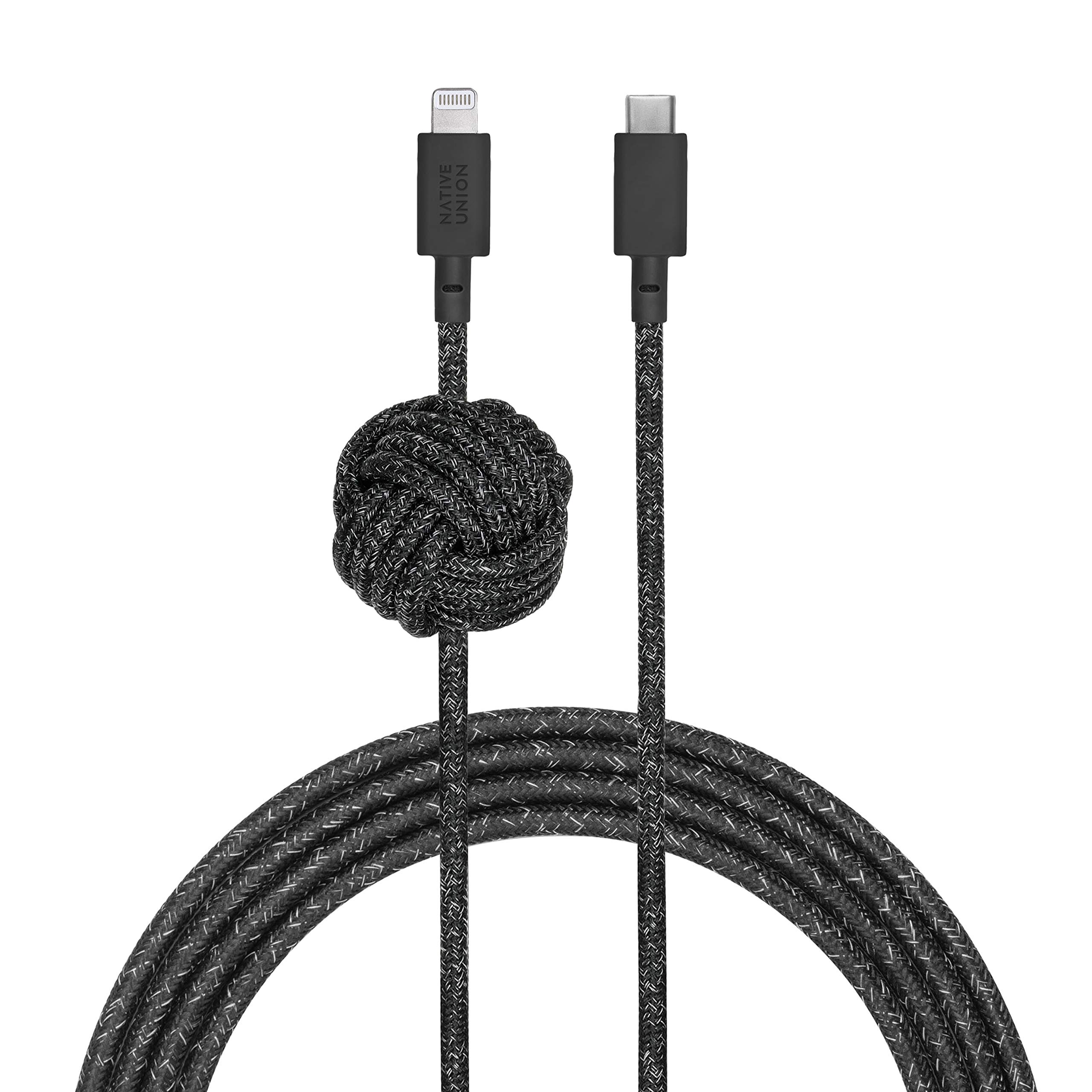 Native Union Night Cable - 10ft Ultra-Strong Reinforced Durable USB-C to Lightning [MFi Certified] Charging Cable for iPhone 14/13/12/11/X/8 & Earlier | Weighted Knot Design | Fast Charging & Data Sync | Perfect for Home, Office & Travel (Cosmos Blue)