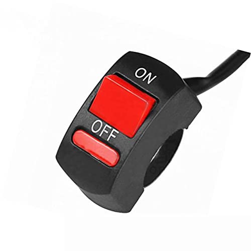 Motorcycle Handlebar On/Off Push Button Switch - Black Red Motorbike Accessories for Honda, Yamaha, Kawasaki | Durable Connector for Easy Installation & Customization | Perfect for Off-Road, Street & Racing Bikes