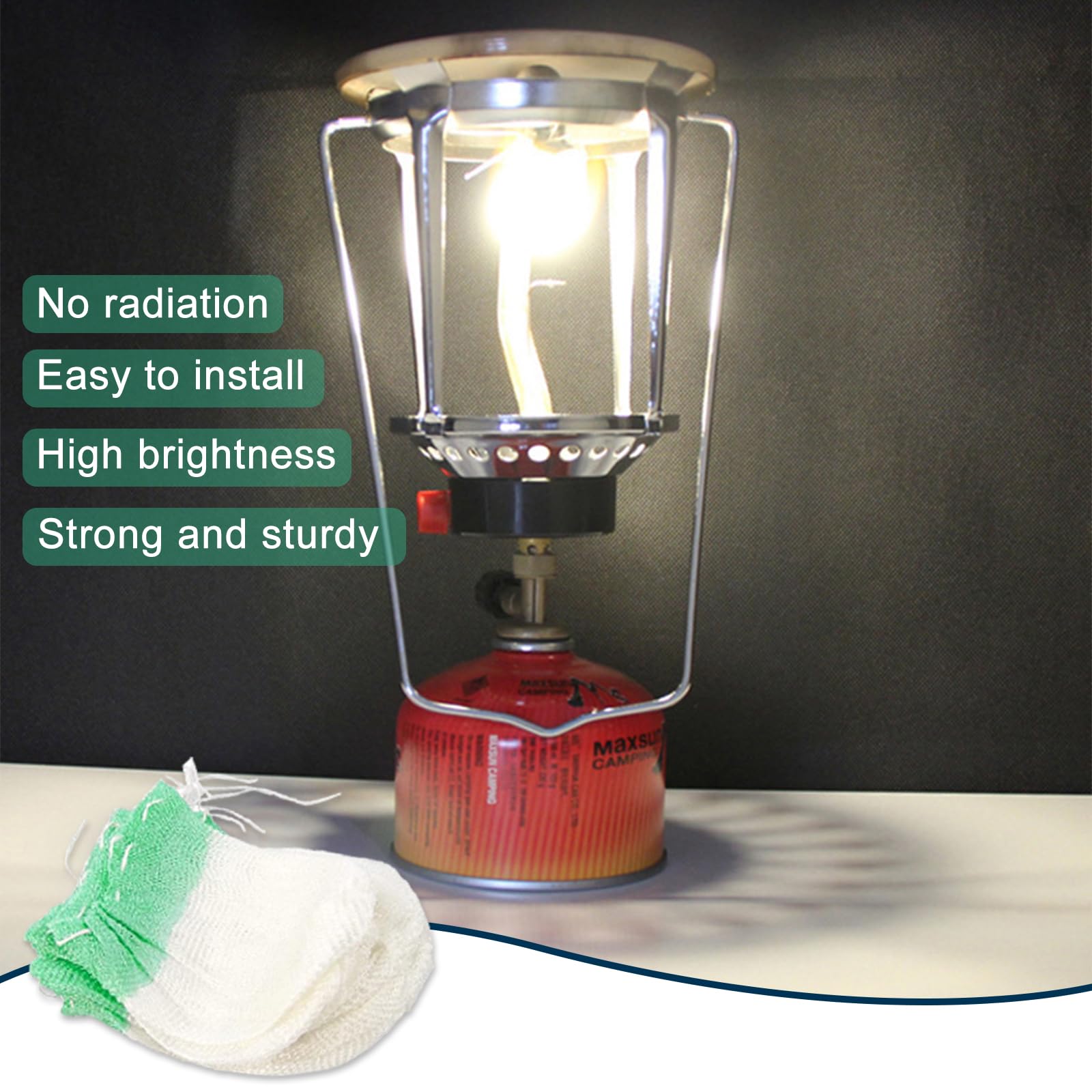 20Pcs U-Shaped Propane Lantern Mantles - Soft Light Gas & Kerosene Lantern Shades for Outdoor Camping, Hiking, Backpacking - Durable Replacement Mantles for Coleman, Aladdin, and Other Camping Lanterns - Perfect for Nighttime Illumination in Tents, Patios, and Emergency Situations