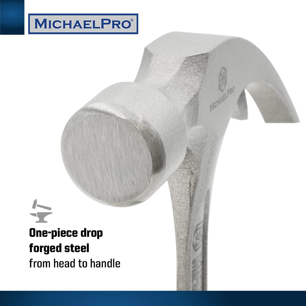 MichaelPro 20oz Solid Steel Rip Claw Hammer - Heavy Duty One Piece Construction with Curved Claw (MP004006) - Perfect for Construction, Woodworking & DIY Home Projects
