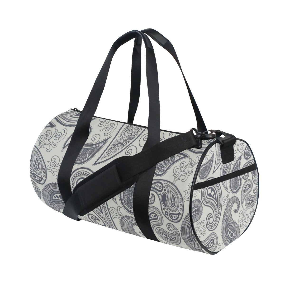 JSTEL Gray Paisley Gym Bag for Women & Men - Large Sports Duffel Bag for Travel, Workout, Yoga & Fitness - Perfect for Gym, Sports, Travel & Weekend Getaways
