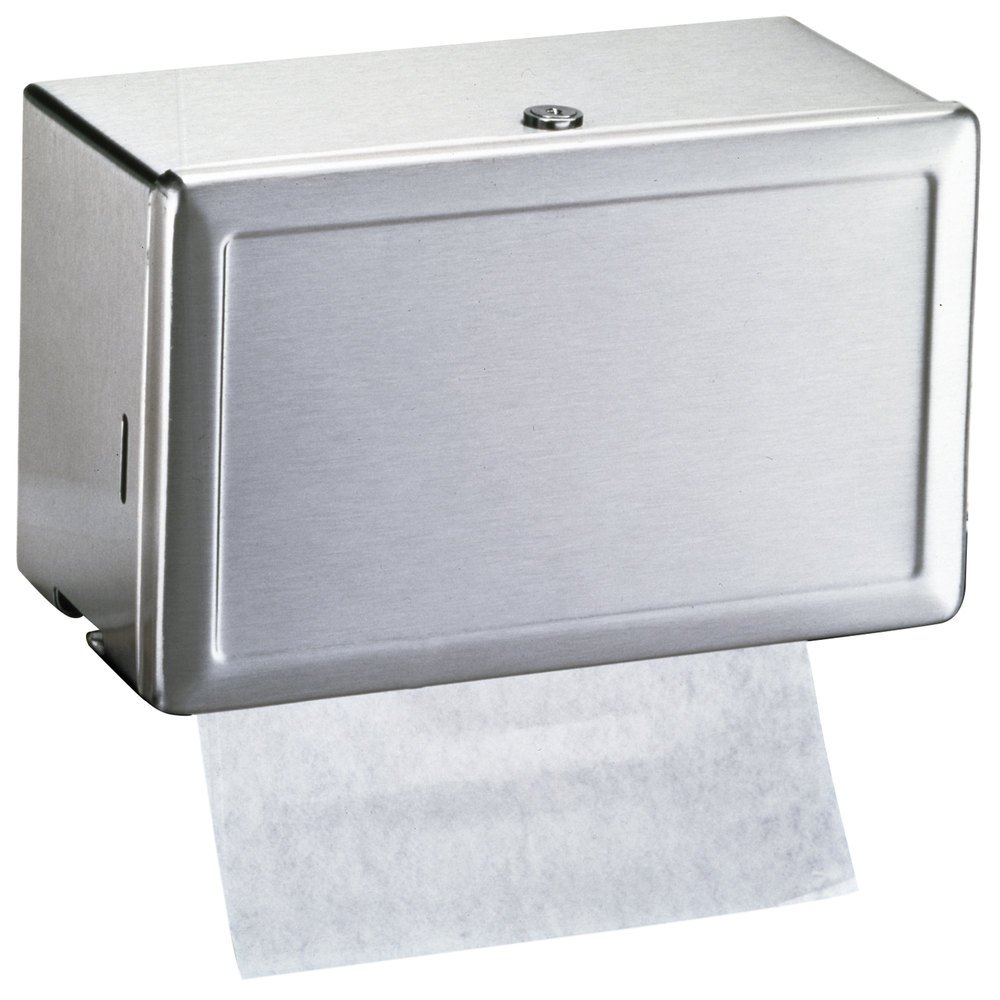 Bobrick B-263 Stainless Steel Surface-Mounted Paper Towel Dispenser - Heavy Duty Commercial Restroom & Kitchen Hand Towel Holder for Office, Restaurant, Hospital Use