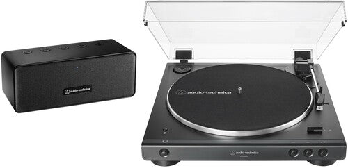 Audio Technica AT LP60XSPBT BK Wireless Bluetooth Turntable with Built-in Speaker - Vinyl Record Player for Home, Party & DJ Use (Black)