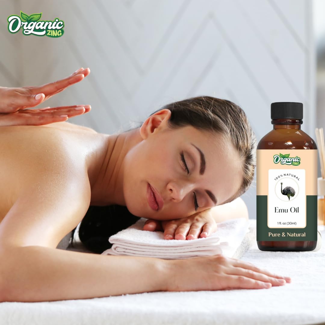 Pure Organic Emu Oil (Dromaius Novaehollandiae) - 100% Natural Carrier Oil for Skin Care, Hair Growth & Massage Therapy - 30ml/1.01fl oz - Perfect for Dry Skin Relief, Anti-Aging & Joint Pain Relief