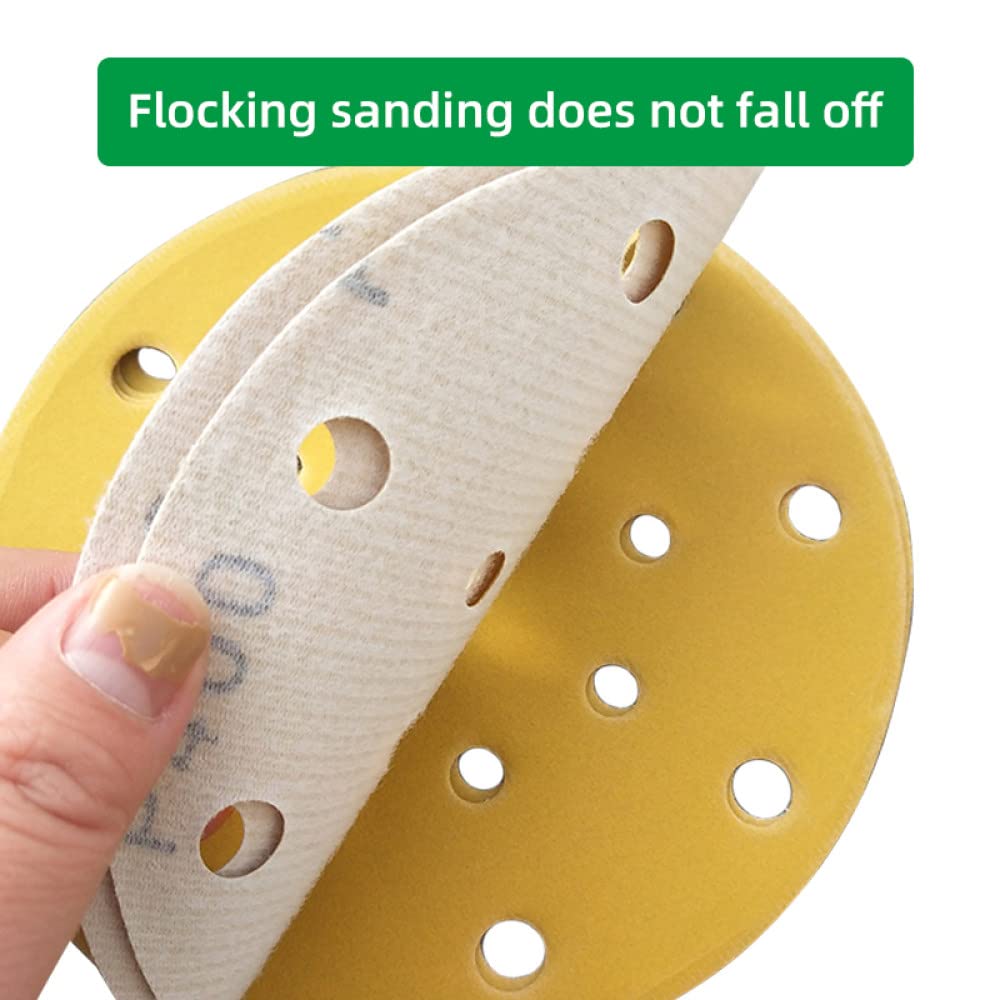 100-Pack 6-Inch 15-Hole Round Sanding Discs (80-600 Grit) for Festool Sanders – Premium Flocking Abrasive for Car Polishing & Wood Sanding – Ideal for Auto Detailing & DIY Projects