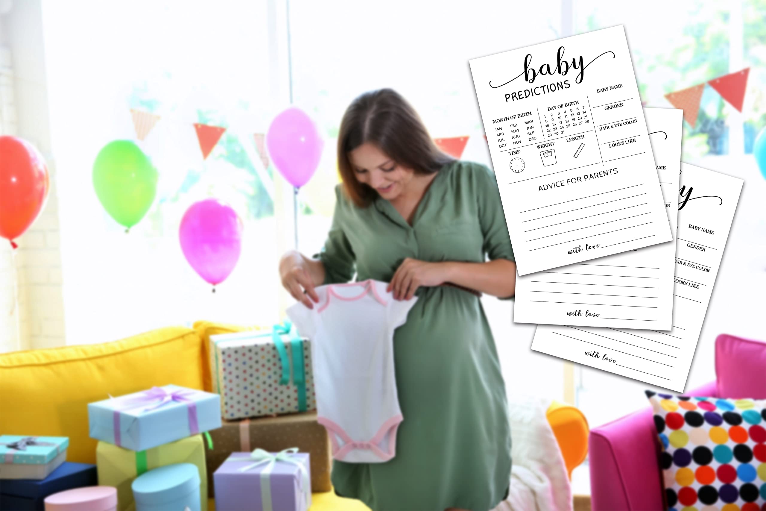 WwongxianB Gender Reveal Prediction Cards - 30 Unique Neutral Gender Shower Party Game Cards for Adults | Fun Baby Shower Game for Gender Reveal Parties & Celebrations (BBGAME 004)