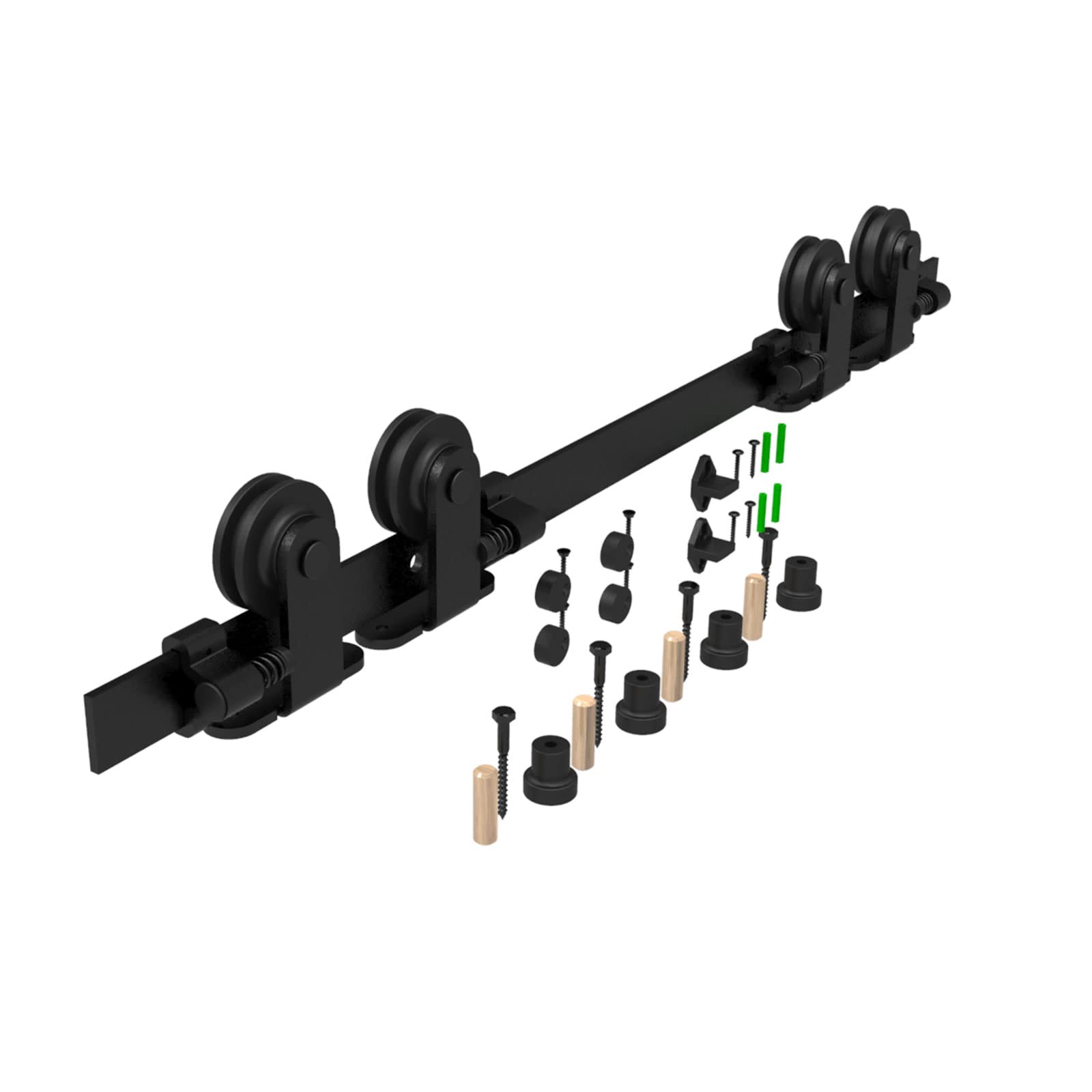 6FT Heavy Duty T-Shaped Sliding Barn Door Hardware Kit - Black Finish for Double Doors | Perfect for Bedroom Closets, Pantries & Rustic Home Decor