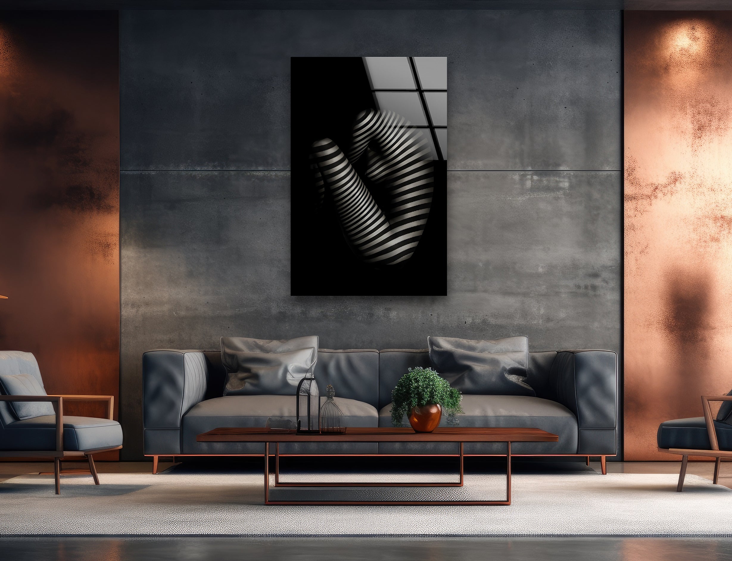 Black & White Erotic Art Glass Wall Decor - Modern Abstract Home Decor for Living Room, Bedroom & Office