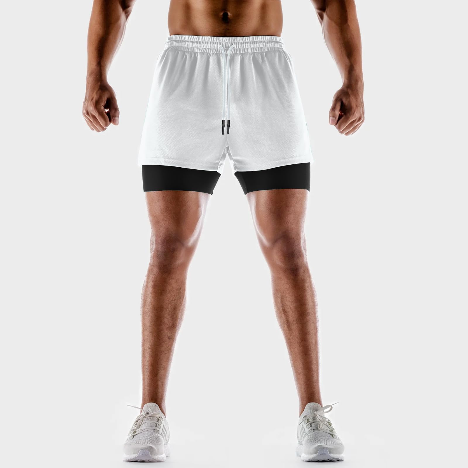 Aolesy Men's 2-in-1 Running Shorts - Quick Dry 5