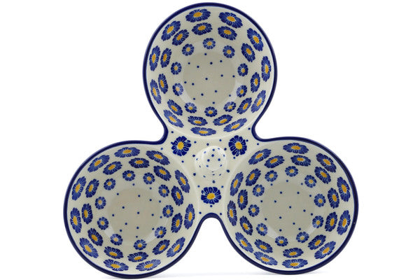 10-Piece Condiment Dish Set - Blue Zinnia Floral Design for Sauces, Dips & Spices | Perfect for Dining Table, Kitchen Counter & Party Serving