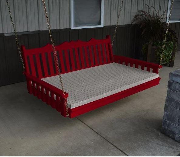 Royal English Garden Swing Bed - Solid Yellow Pine Wood Outdoor Patio Furniture for Relaxing in Backyard, Garden or Porch