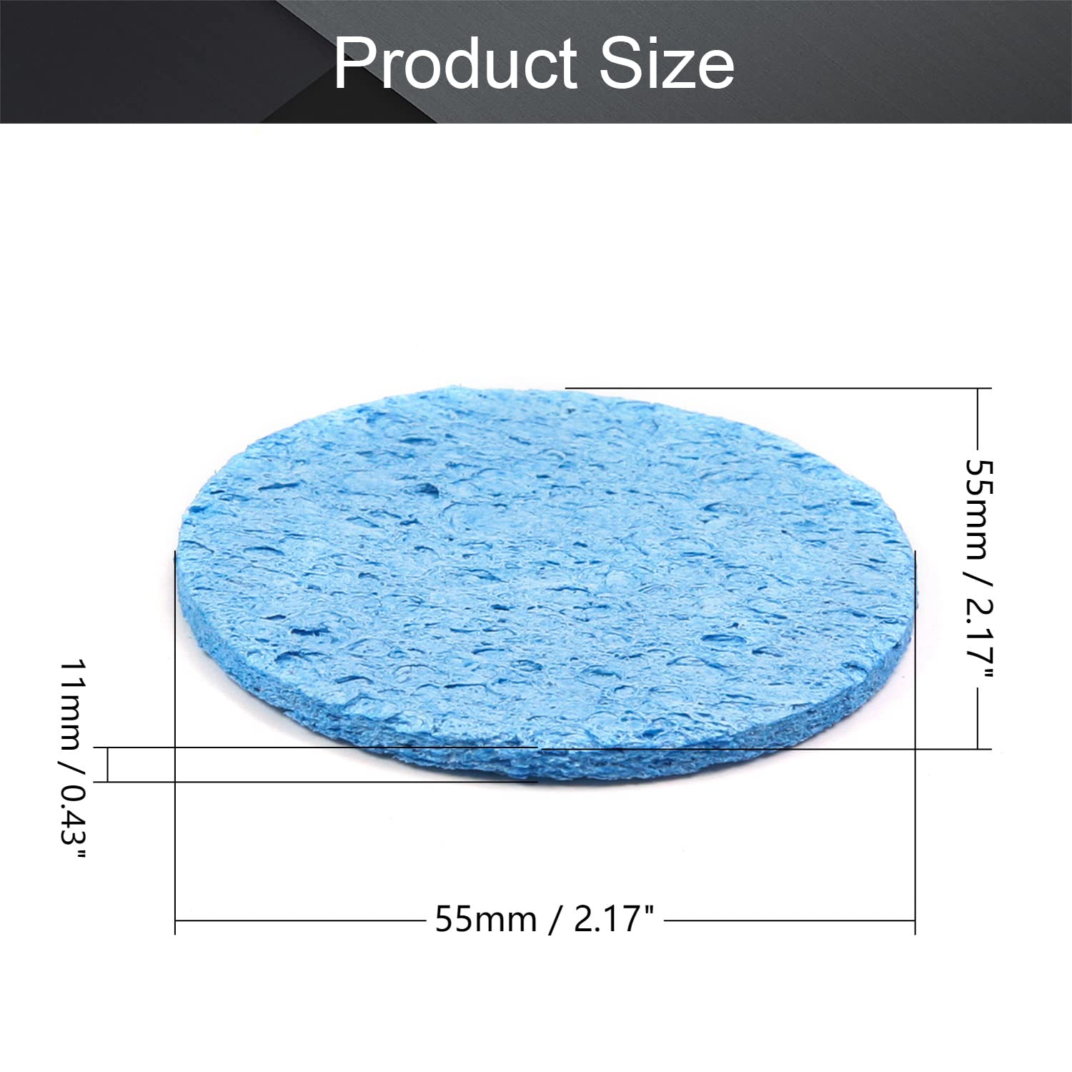 Fielect 20Pcs Blue Round Soldering Sponge 55mmx55mmx11mm - Premium Solder Tip Cleaner for Soldering Irons | Ideal for Electronics Repair, DIY Projects & Circuit Board Maintenance