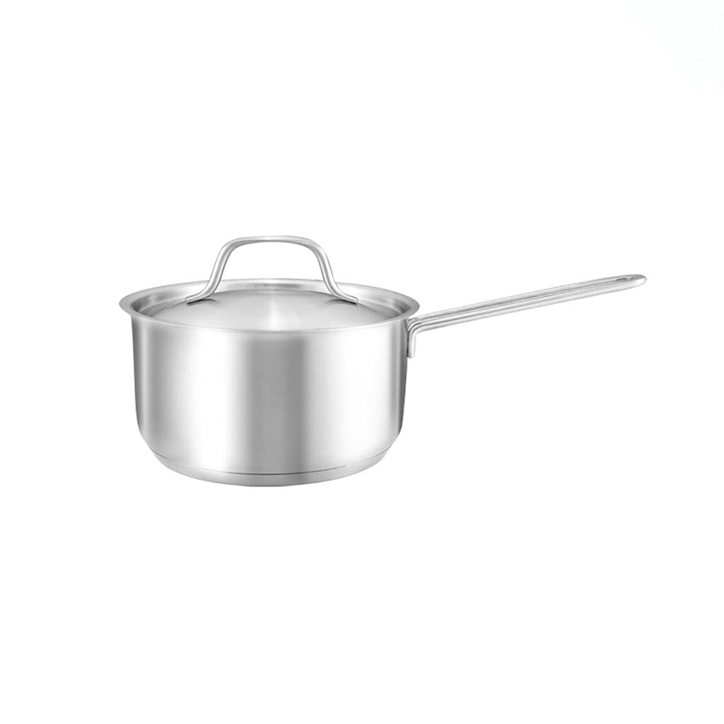 304 Stainless Steel Frying Pan with Lid - Medium Size Soup Pot, Milk Pot, Instant Noodle Cookware for Baby & Kitchen Use | Durable Silver Skillet for Cooking, Boiling & Food Preparation (Color: A)
