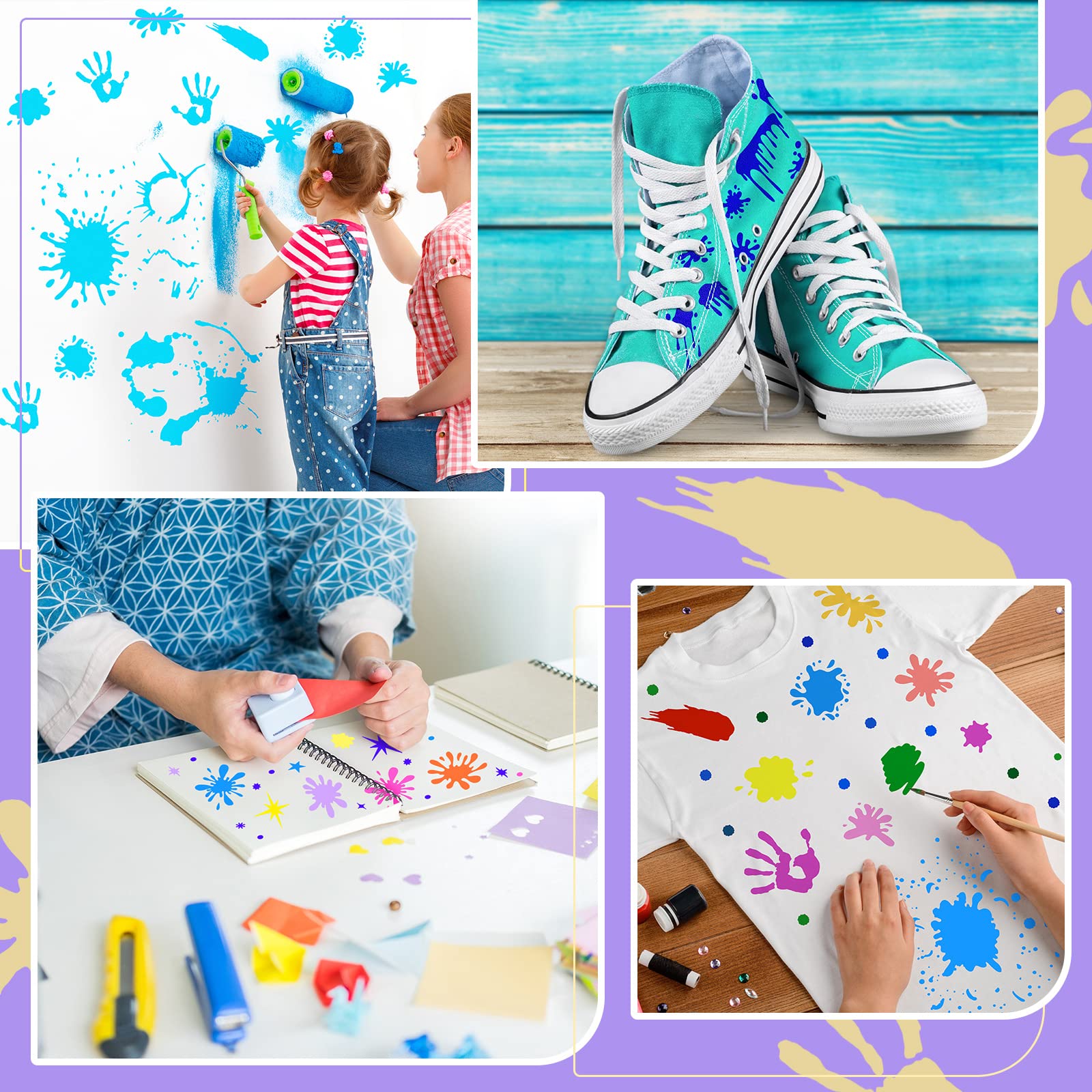 Marspark 10-Piece Graffiti Stencil Set for Spray Paint - DIY Art Templates for Shoes, Wood, Canvas, Paper, Fabric, Floors & Walls - Perfect for Street Art, Home Decor & Custom Clothing Projects