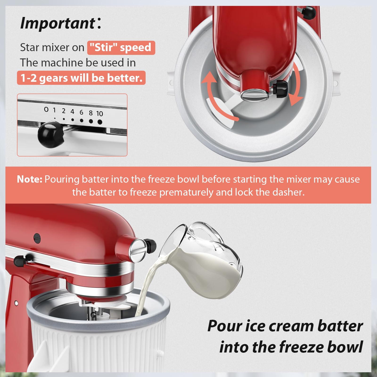 KitchenAid Ice Cream Maker Attachment - 2 Quart White Bowl for 4.5Qt+ Stand Mixers | Frozen Yogurt, Sorbet & Gelato Maker | Perfect for Summer Treats, Parties & Family Desserts