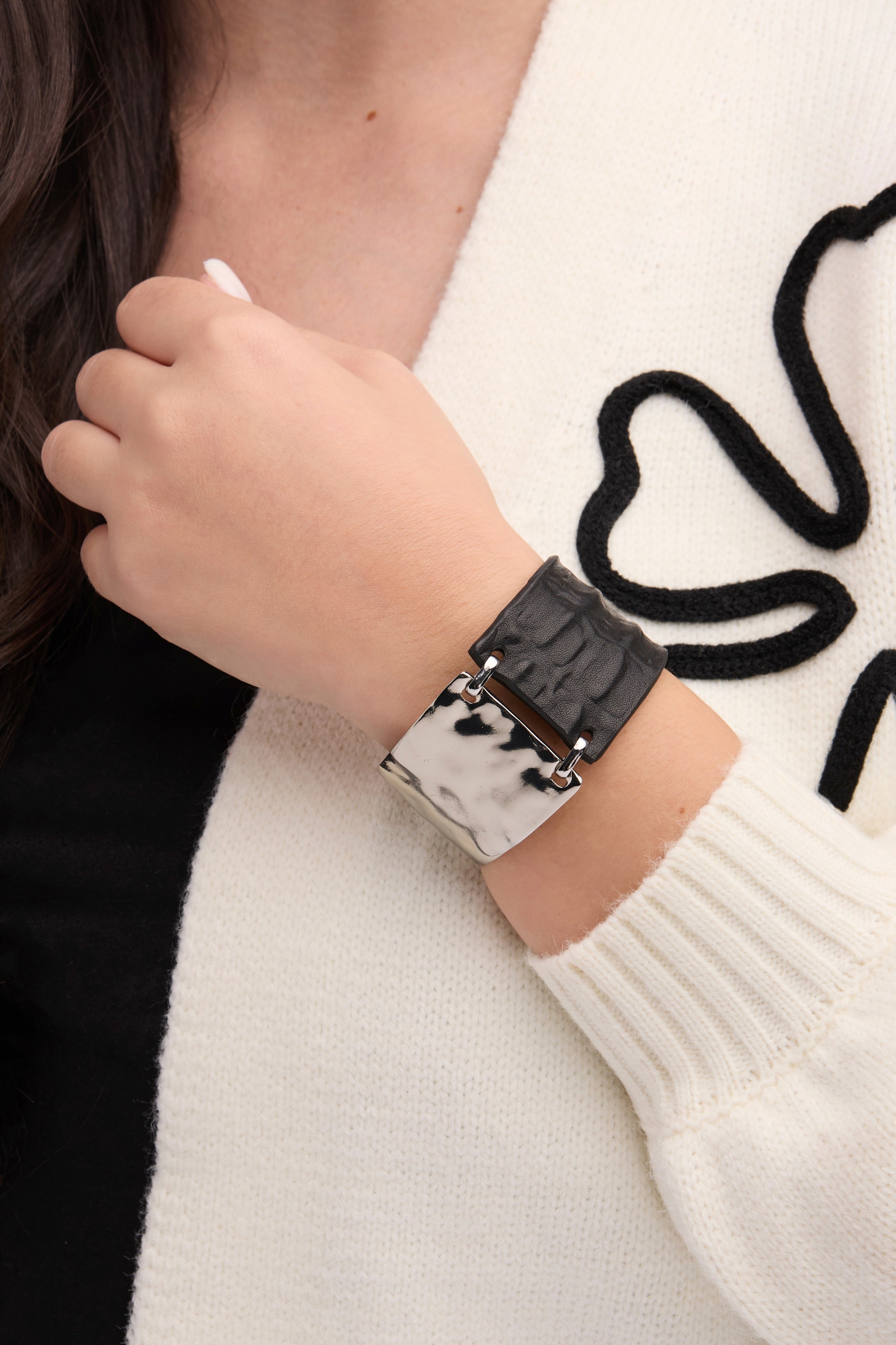 Wild Ways Metal Leather Hook Bracelet - Adjustable Bangle for Men & Women - Boho Chic Jewelry for Everyday Wear & Special Occasions