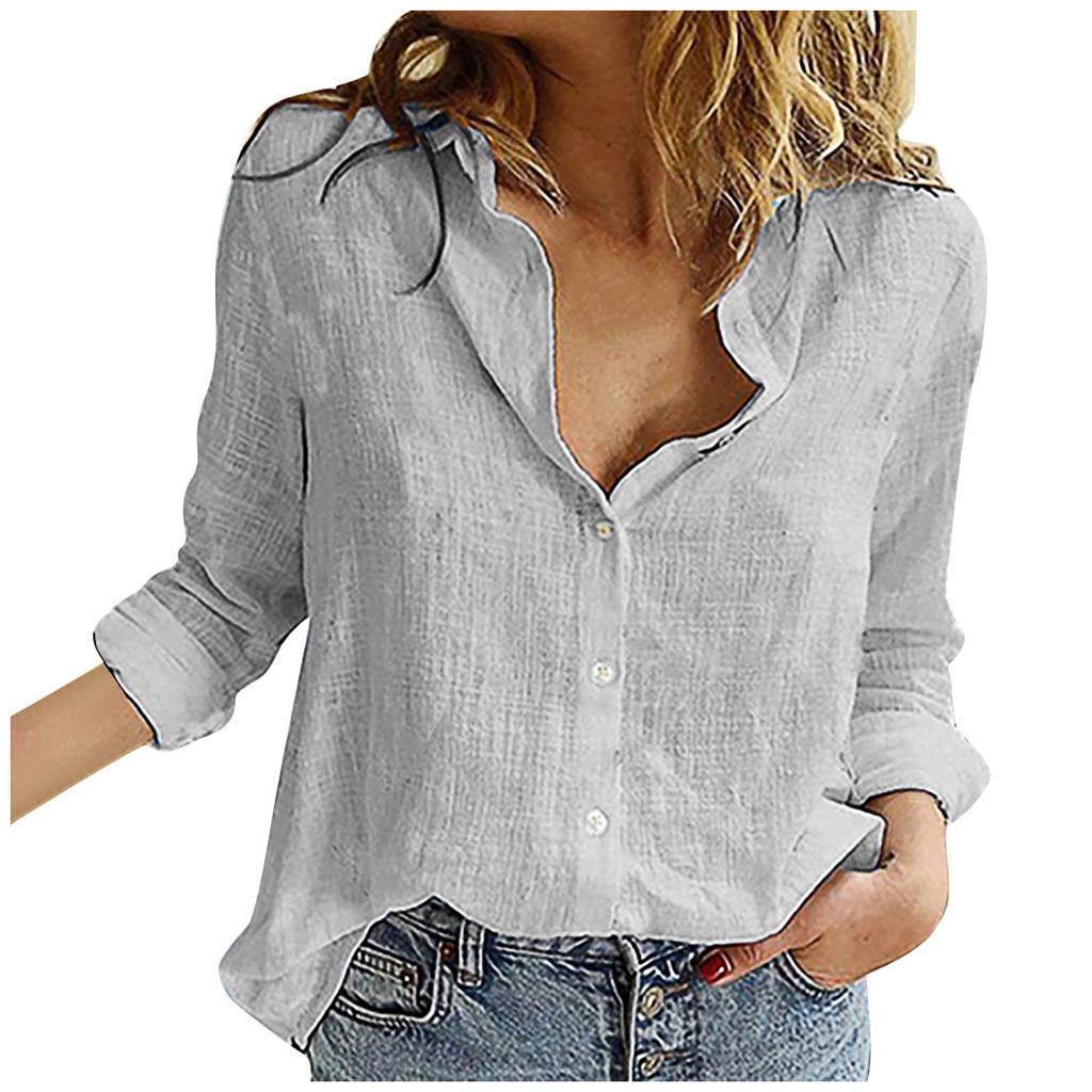 Women's Fashion Button Down V-Neck Short Sleeve Blouse - Casual Collared Shirt with Pockets for Work, Office & Summer Outfits