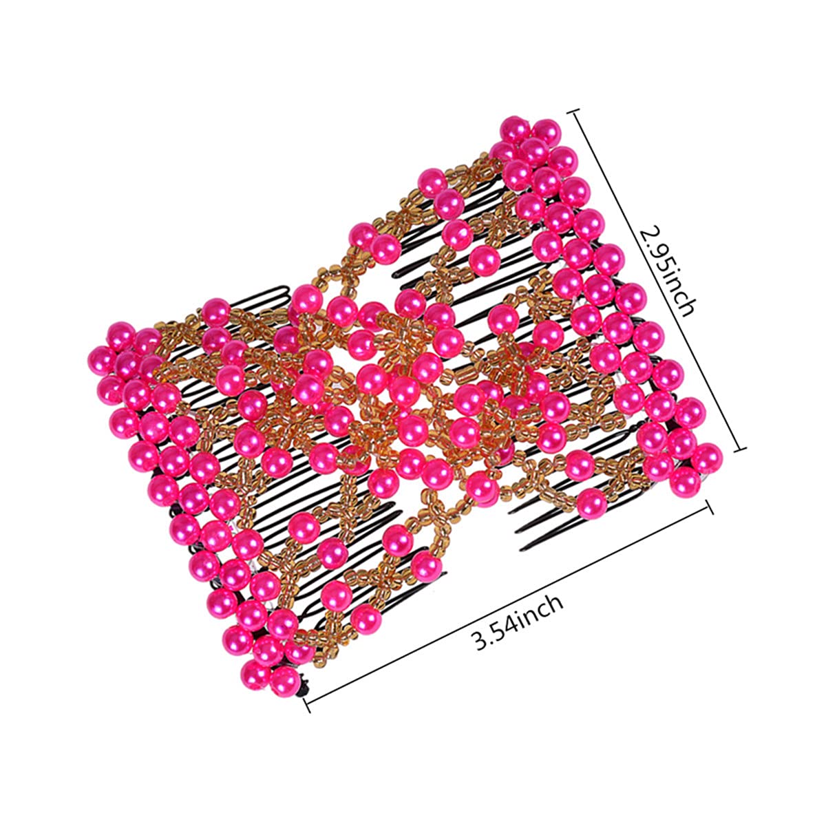 Easy Combs Double Stretching Hair Combs for Thick & Thin Hair - Round Bead Hair Accessories for Popular Hairstyles (Pink & Rose Red) - Perfect for Styling, Braiding & Hair Extensions
