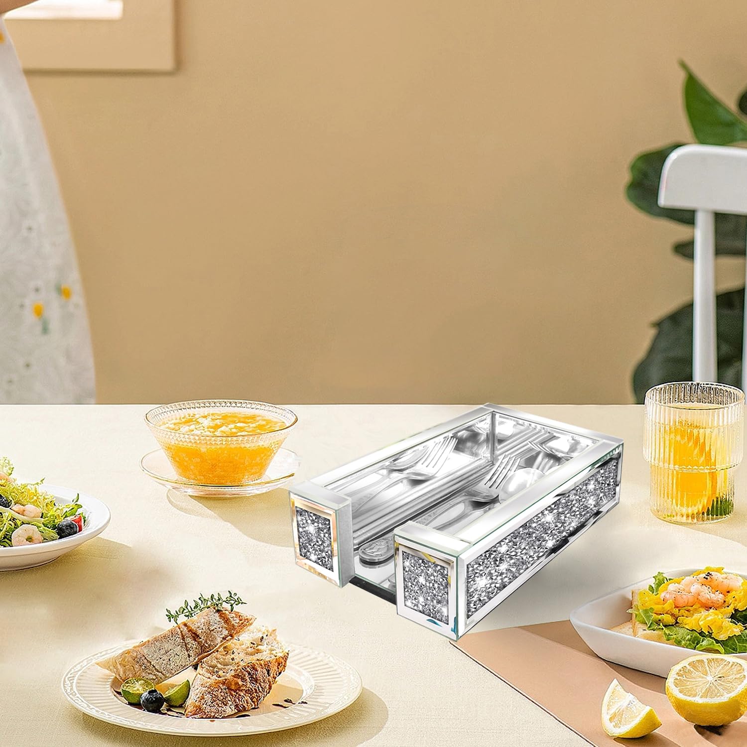 Crystal Crushed Diamond Napkin Holder - 9.4