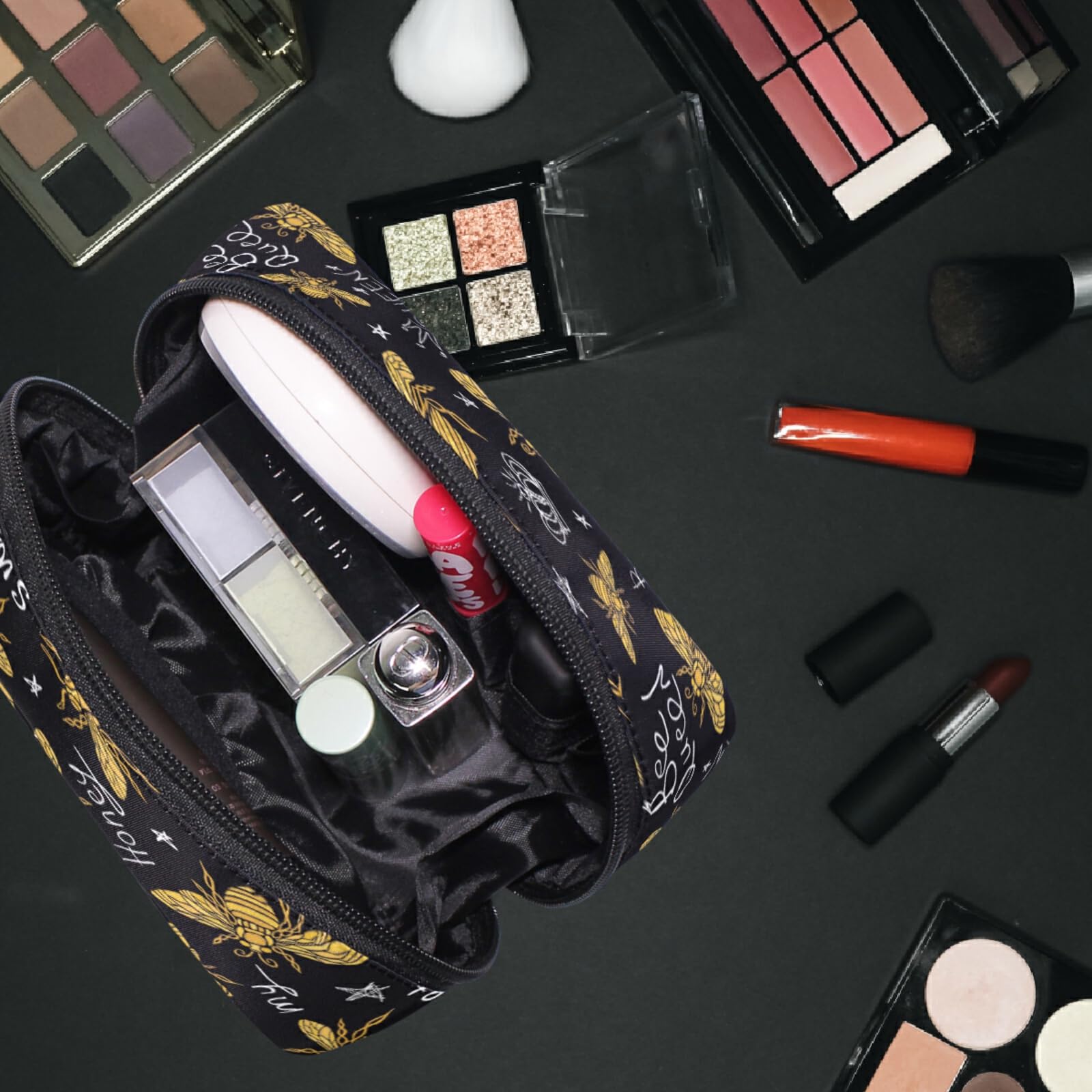 Sweet Bee Makeup Bag for Women Travel | Cosmetic Organizer with Compartments | Perfect for Toiletries & Travel Essentials