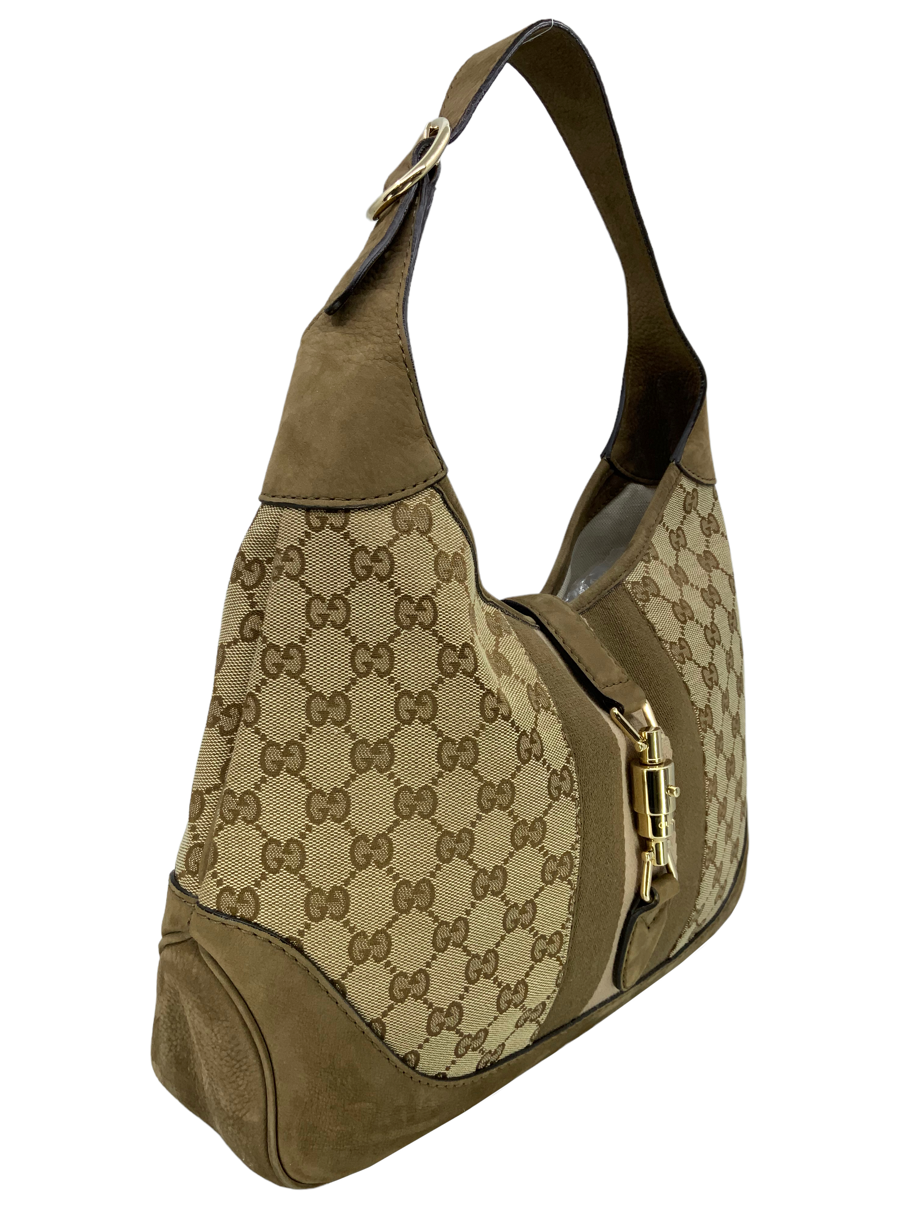 Gucci Monogram Canvas & Suede Medium Jackie O Hobo Bag - Luxury Shoulder Bag for Women | Perfect for Work, Travel & Evening Events