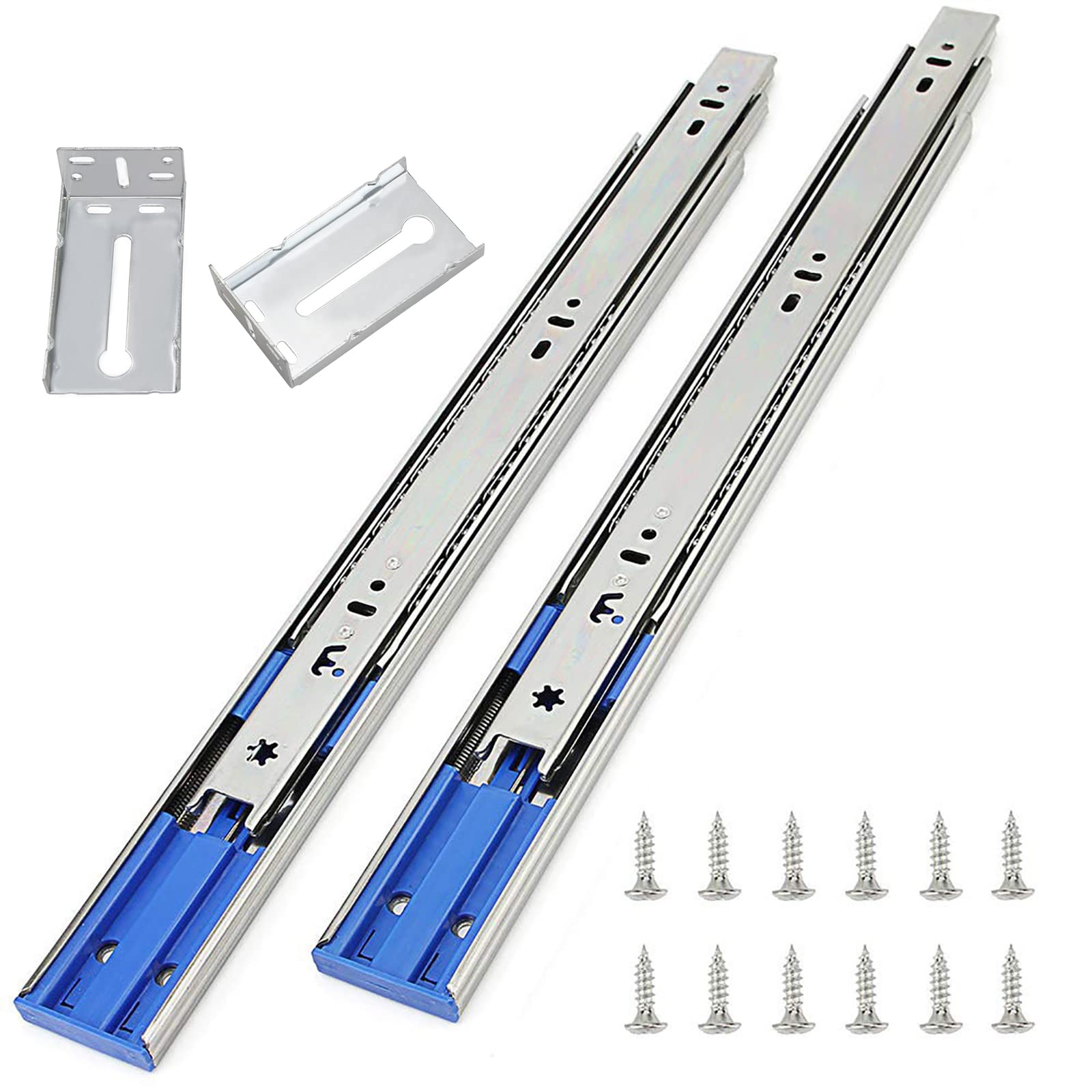 Tobinice 10 Pairs 18 Inch Soft Close Drawer Slides - 3-Section Full Extension Ball Bearing Side Mount Drawer Rails with Rear Mount Brackets (100LB Capacity) - Perfect for Kitchen Cabinets, Office Furniture & Home Storage Solutions