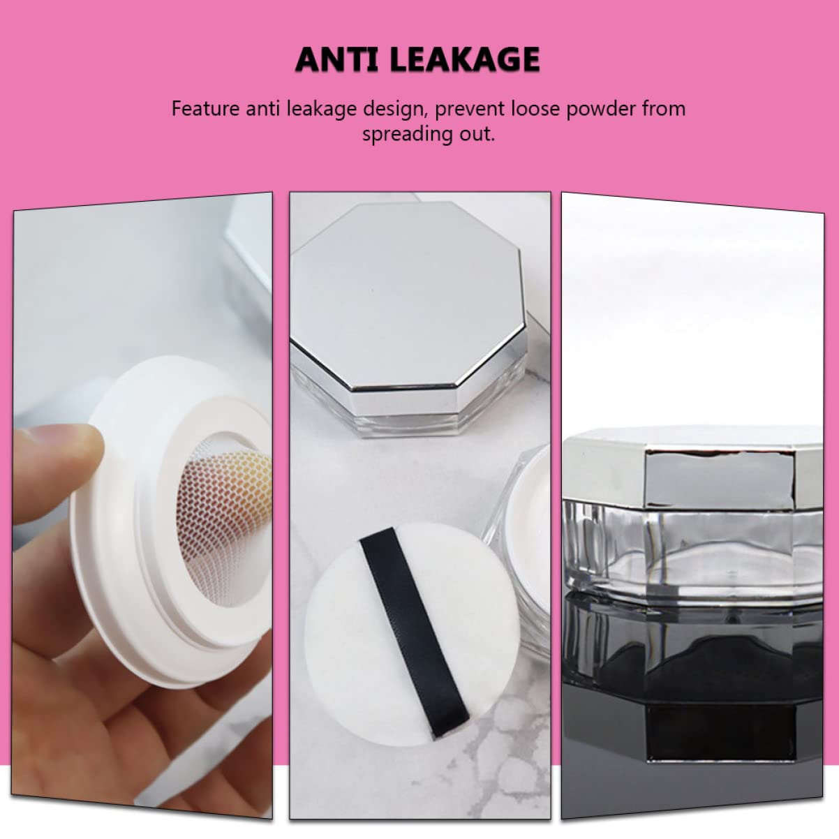 Minkissy Compact Mirror & Reusable Loose Powder Box - Portable Empty Powder Container for Makeup Touch-Ups | Travel-Friendly, Simple Design for On-the-Go Beauty Essentials