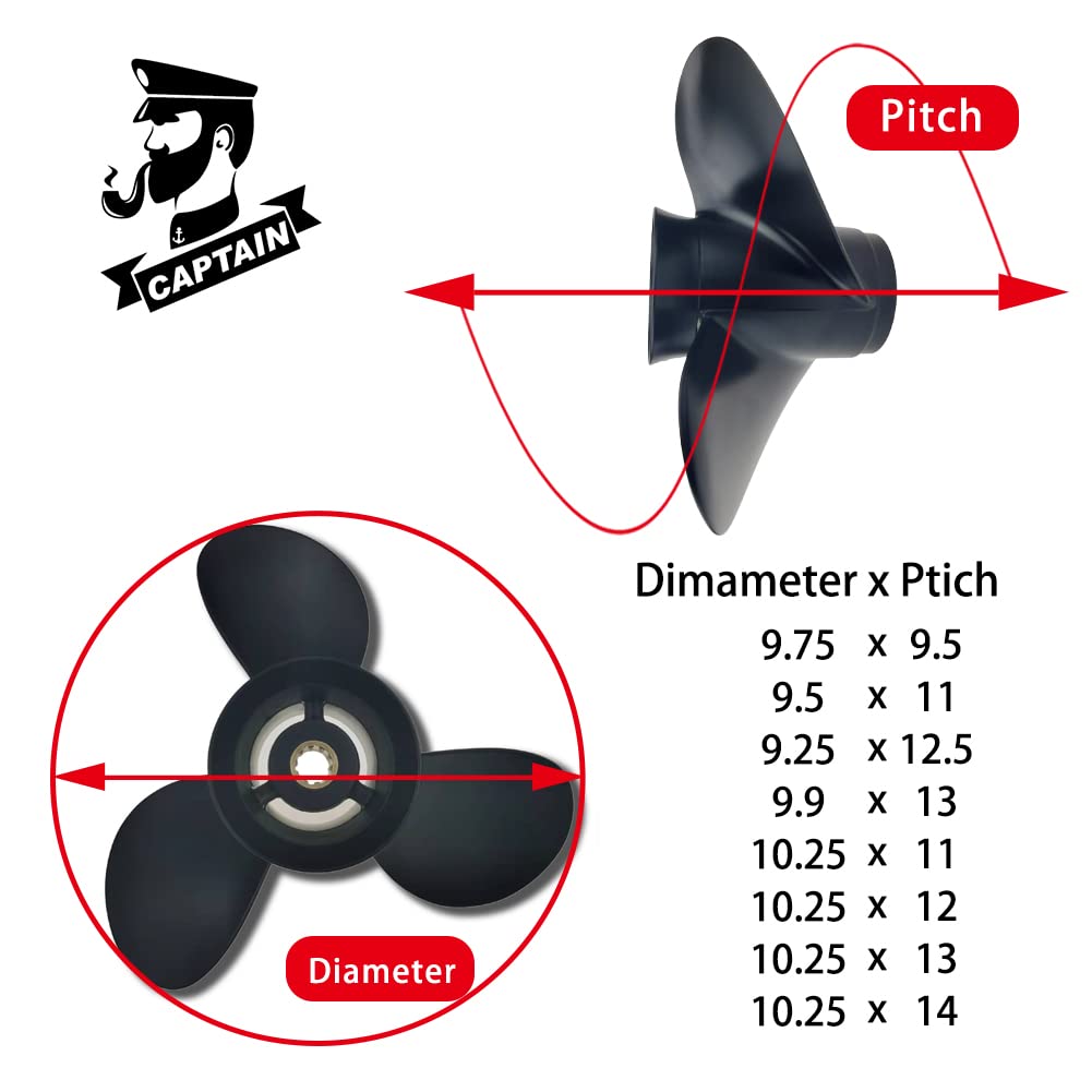 Boatman Aluminum Outboard Boat Propeller for Mercury Engines 25HP 28HP 30HP - 10 Spline Tooth RH Rotation - Perfect for Fishing, Boating & Marine Activities