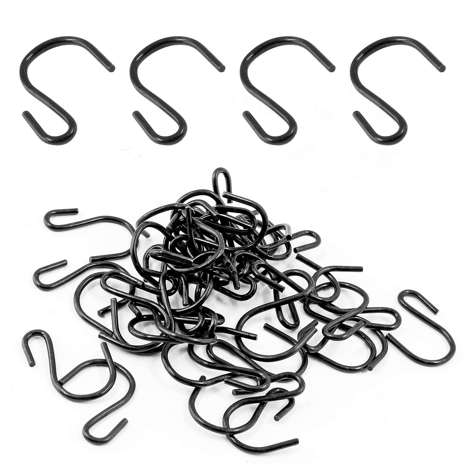 50PCS Black S-Shaped Hooks - 1.25