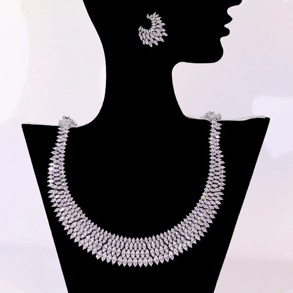 Luxury Choker Betrothal Jewelry Set - Elegant Big Necklace for Brides, Wedding & Evening Dresses | Perfect for Bridal Shower, Engagement Party & Formal Events