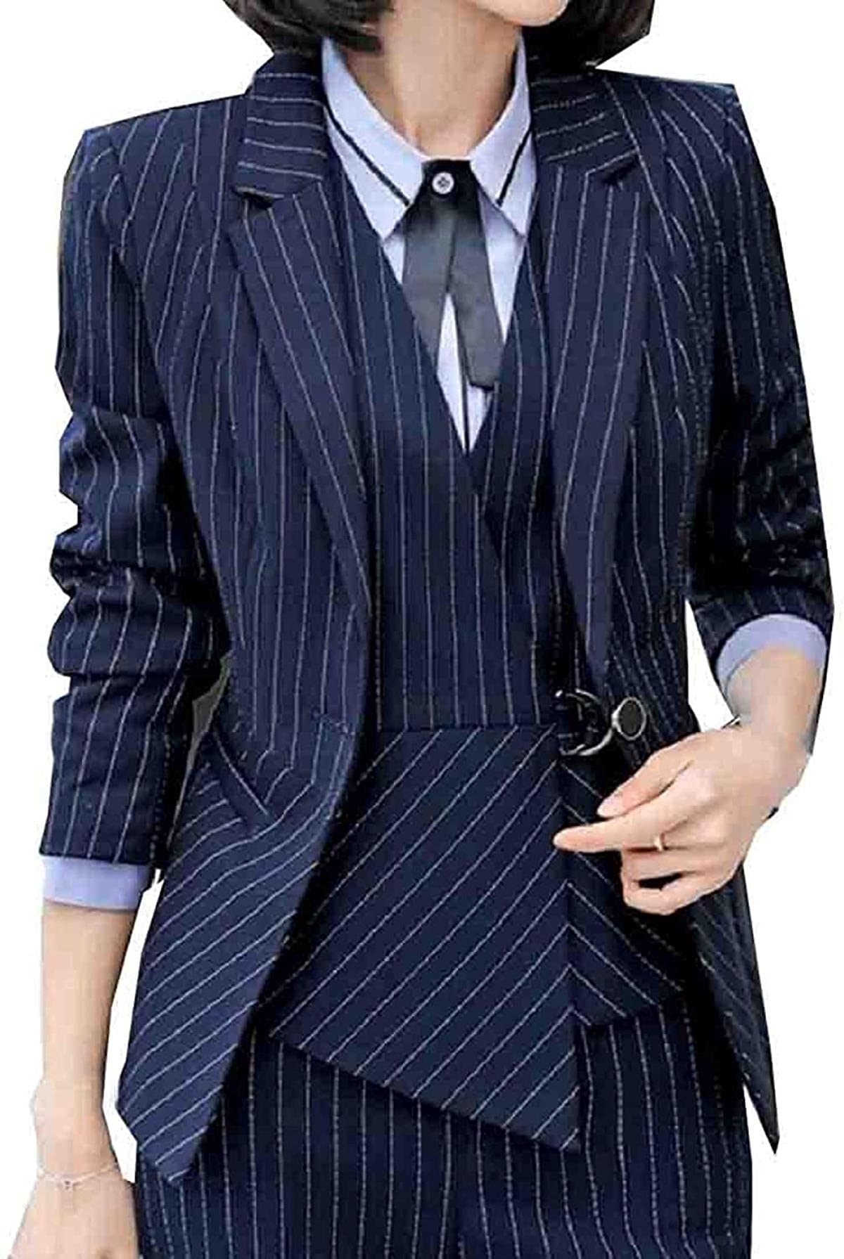 Women's Pinstripe Office Blazer - One Button Notch Lapel Suit Jacket for Business, Work & Professional Events | Perfect for Office Wear, Interviews & Formal Occasions