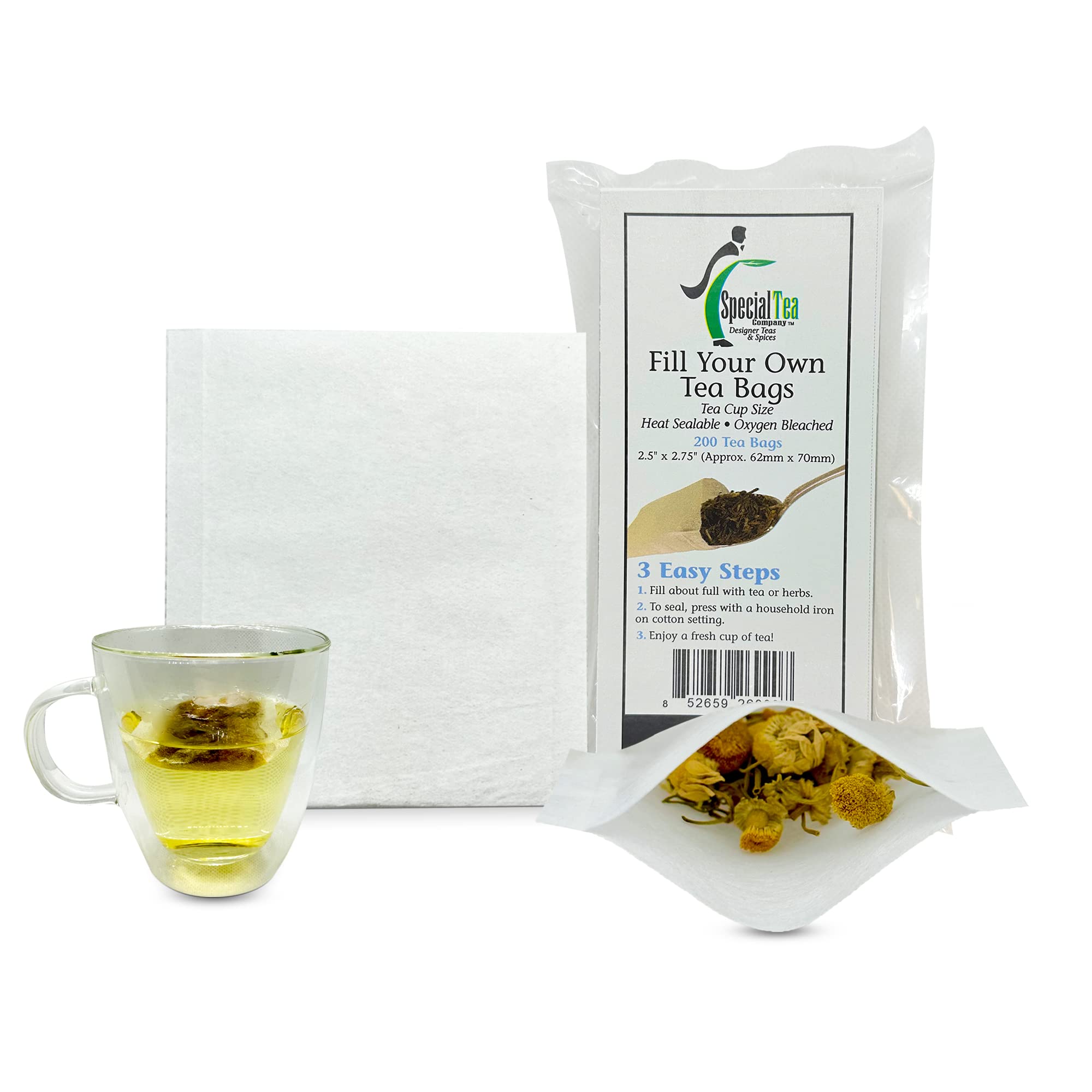 200 Compostable Empty Tea Bags 2.5