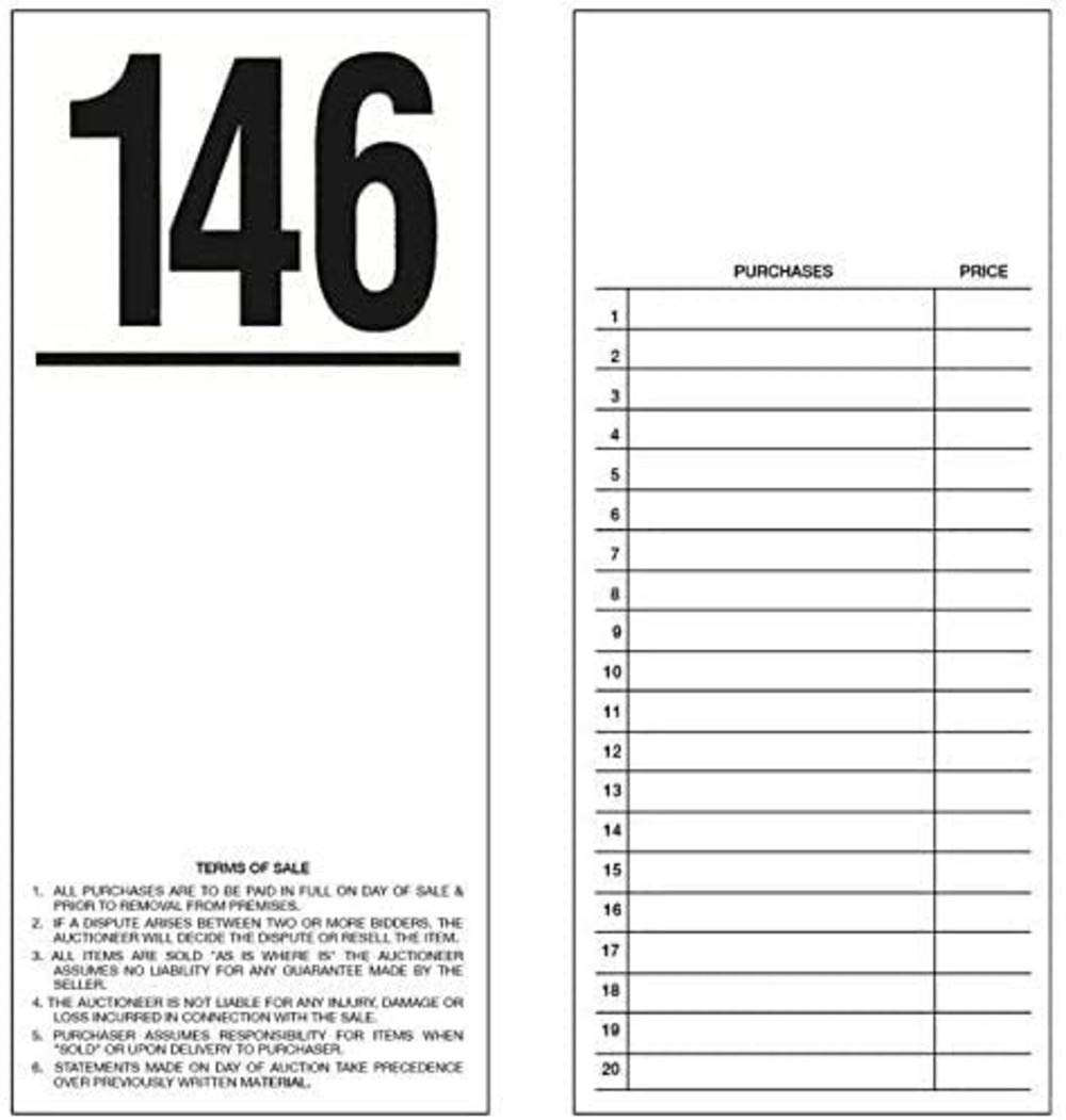 300-Piece Numbered Bid Cards Set (1-300) for Live Auctions - 8.5
