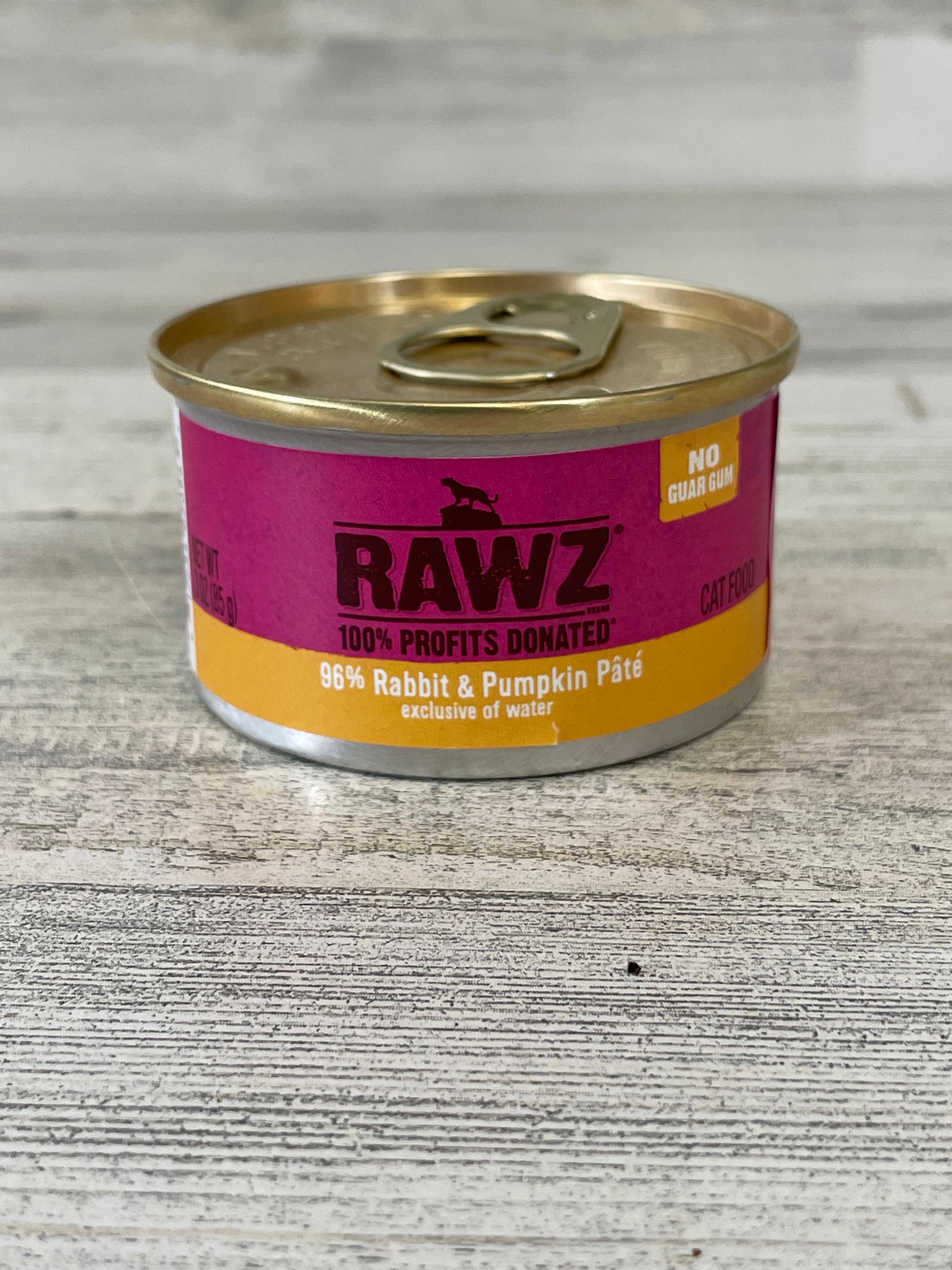 RAWZ 96% Rabbit & Pumpkin Pate Grain-Free Wet Cat Food - High Protein, Natural Ingredients for Indoor & Outdoor Cats - Perfect for Picky Eaters & Sensitive Stomachs