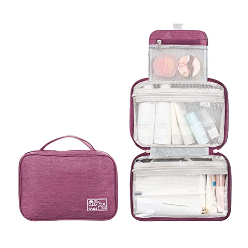 Water-Resistant Hanging Toiletry Travel Bag with Hook - Large Cosmetic Organizer for Makeup & Toiletries (Purple) - Perfect for Air Travel, Gym, Camping & Vacation Essentials