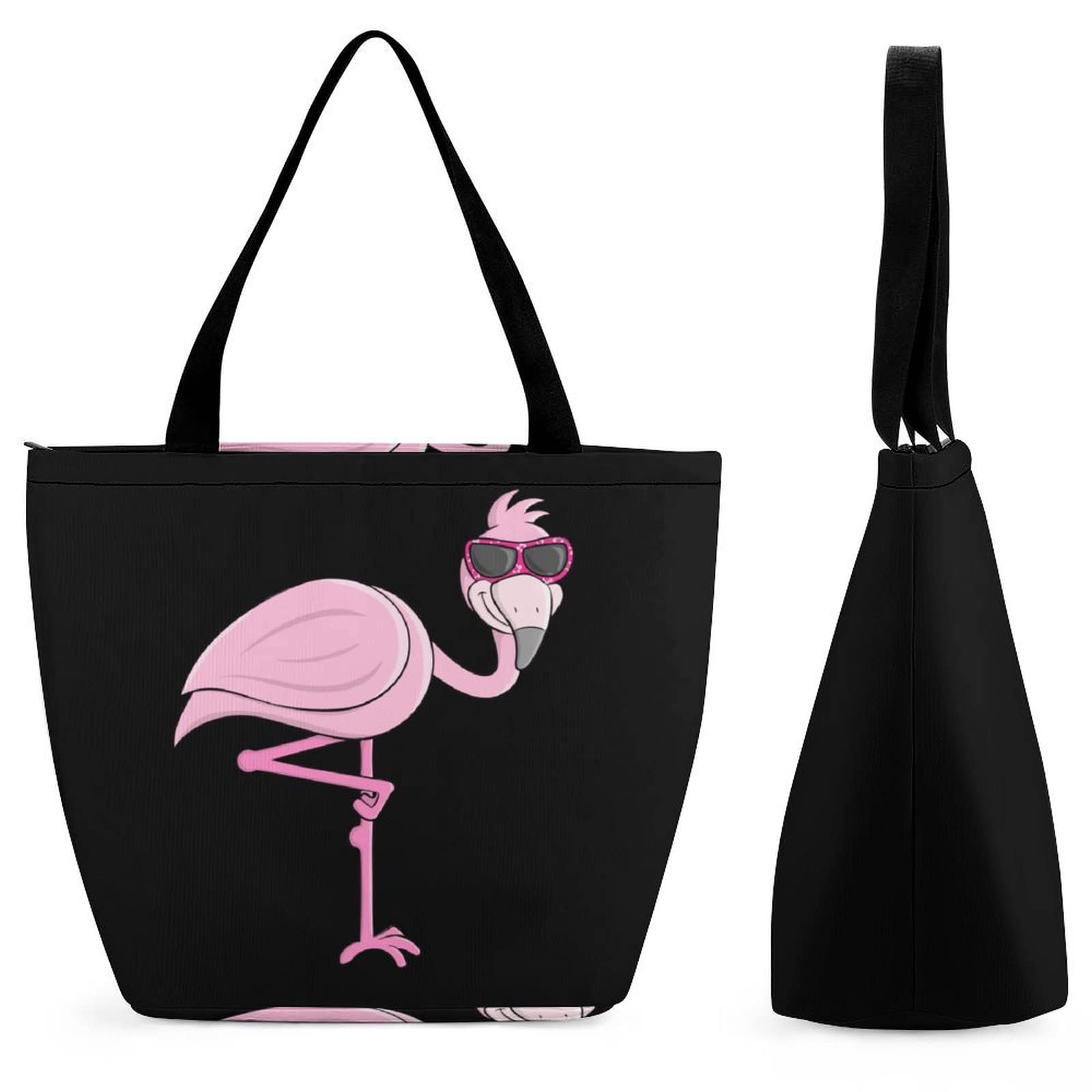 Stylish Flamingo Print Large Reusable Tote Bag - Fashionable Shopping Bag for Beach, Travel & Daily Use - Cute Sunglasses Pattern Eco-Friendly Handbag for Women